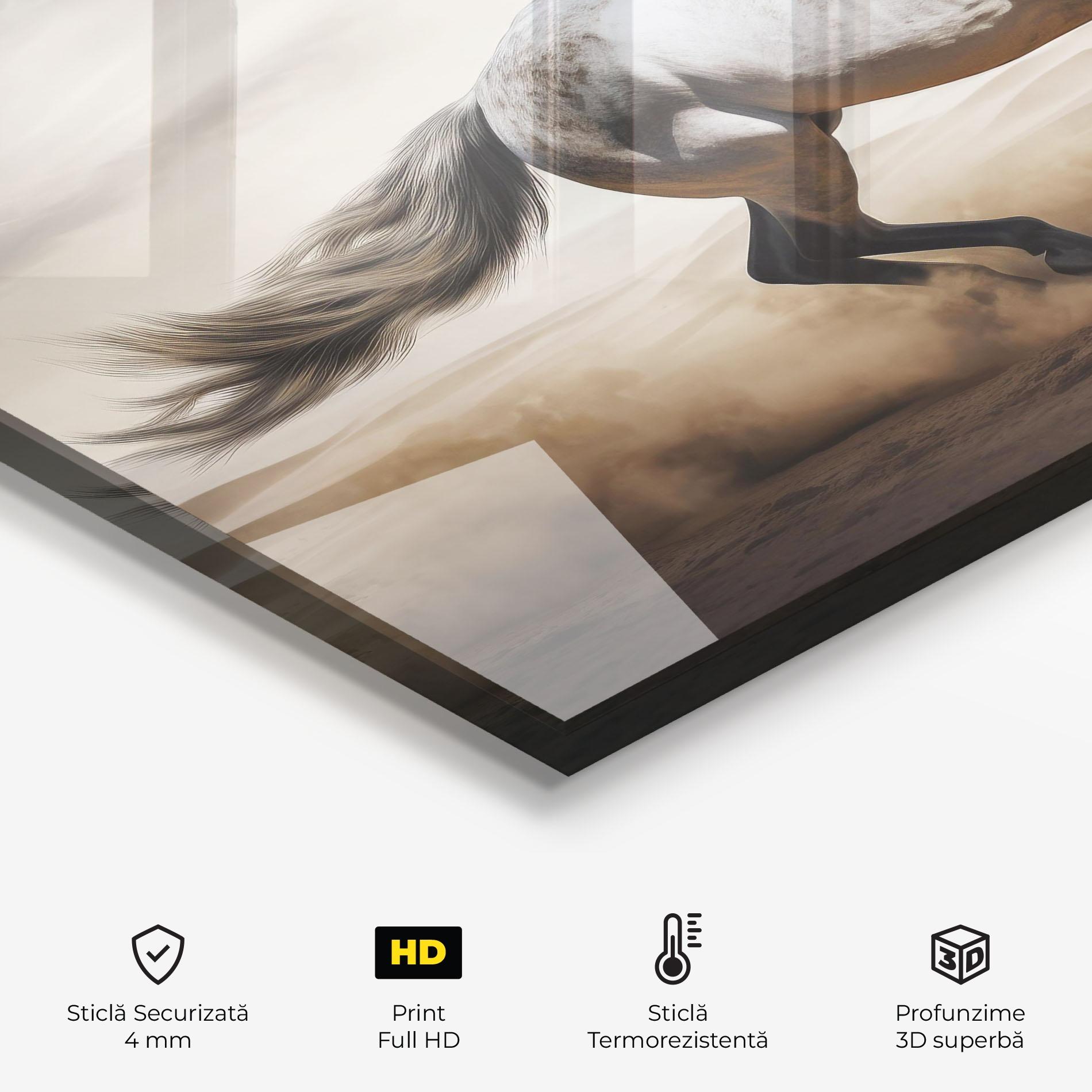 Panou Sticla Bucatarie Desert Horse Galloping mockup 2