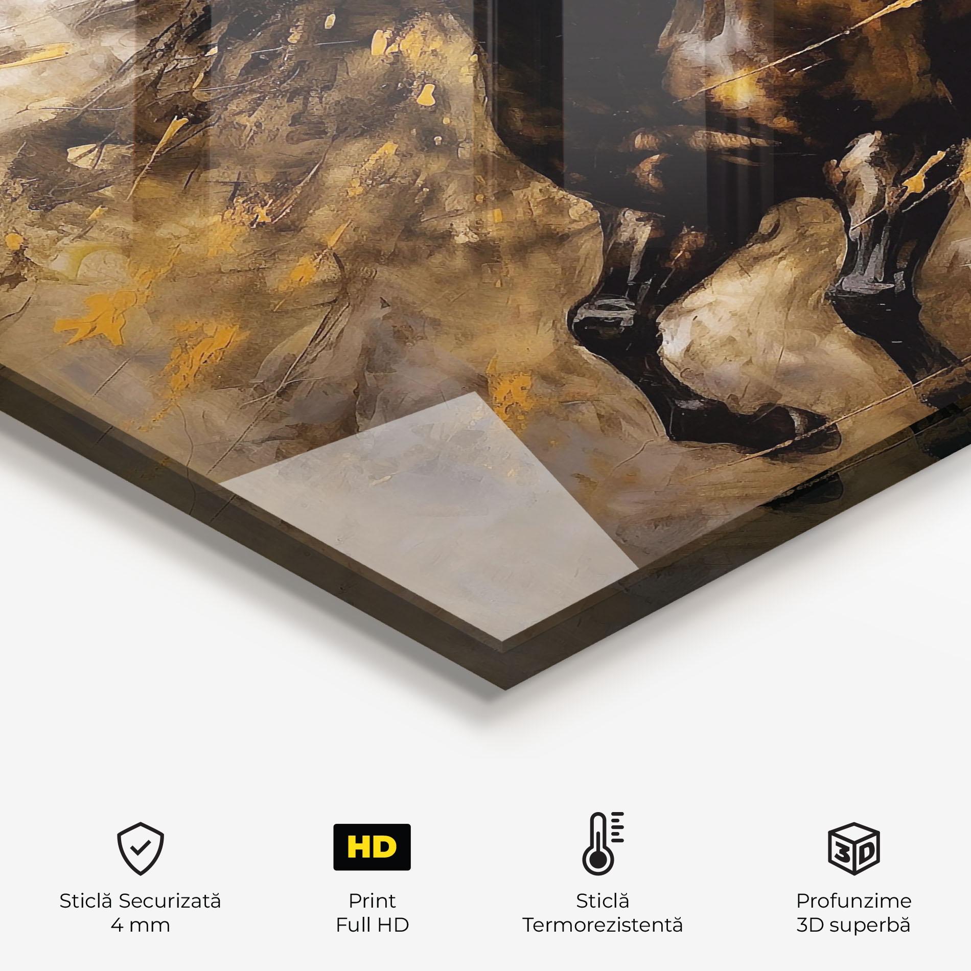 Panou Sticla Bucatarie Gold Brown Horse mockup 2