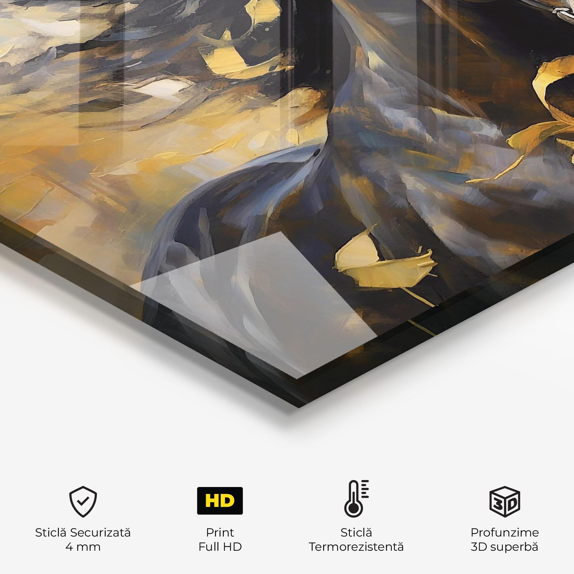 Panou Sticla Bucatarie Yellow Roses Horse mockup 2