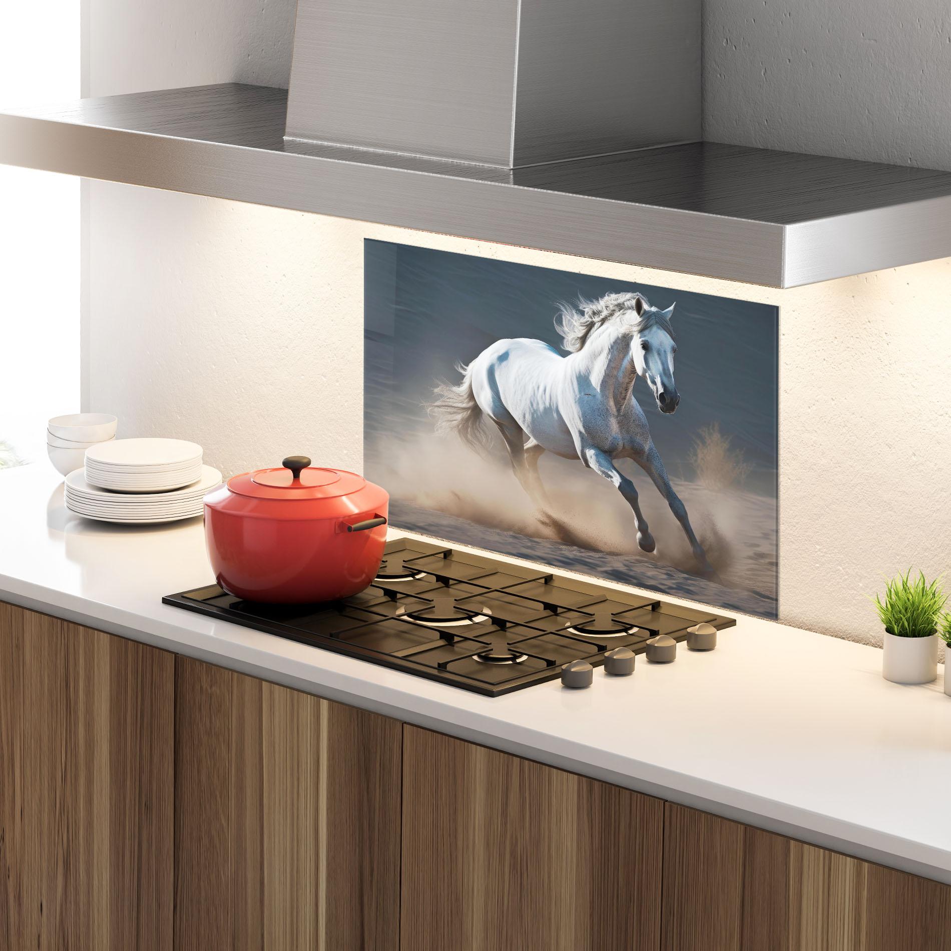Panou Sticla Bucatarie Desert Horse mockup 4
