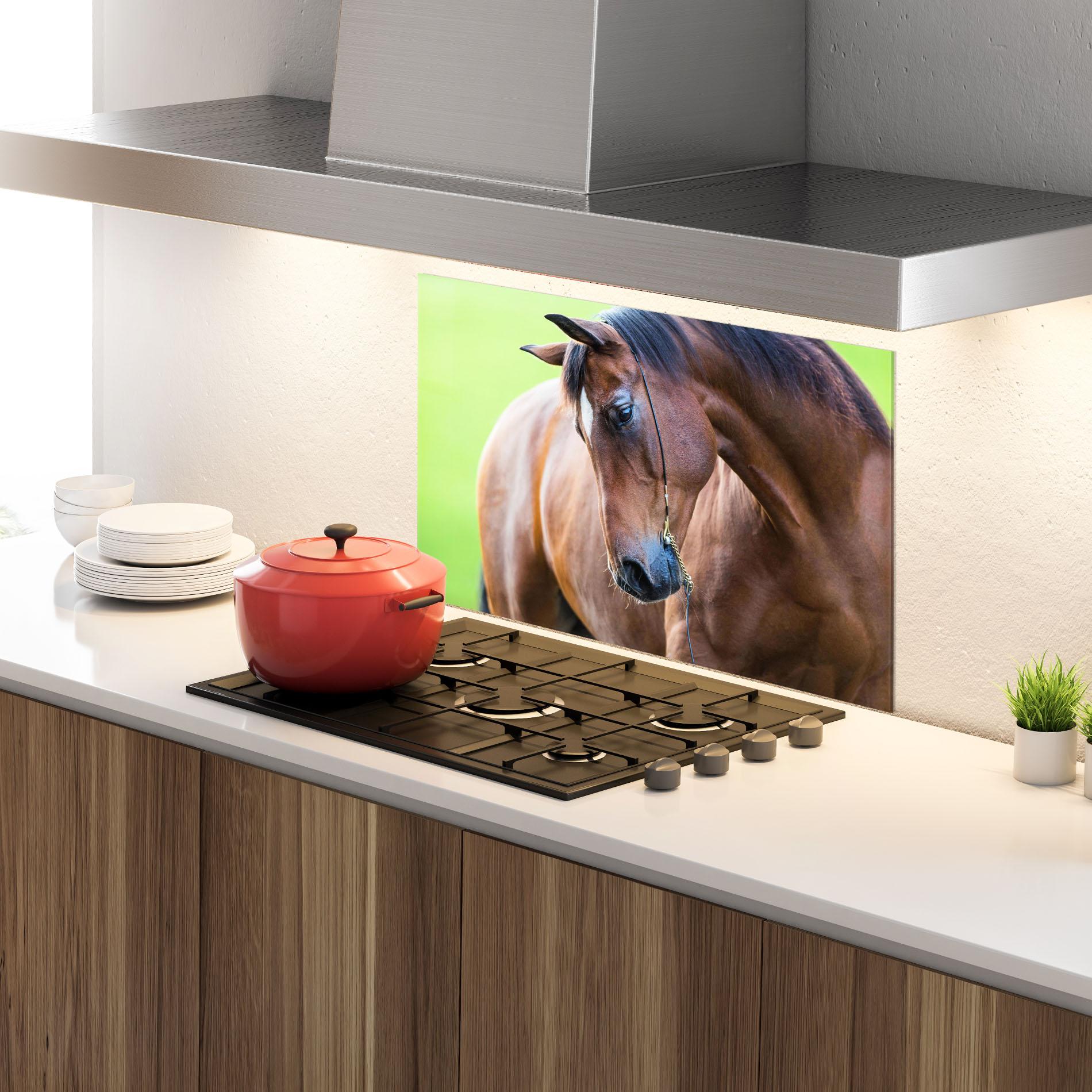 Panou Sticla Bucatarie Horse Head Portrait mockup 4