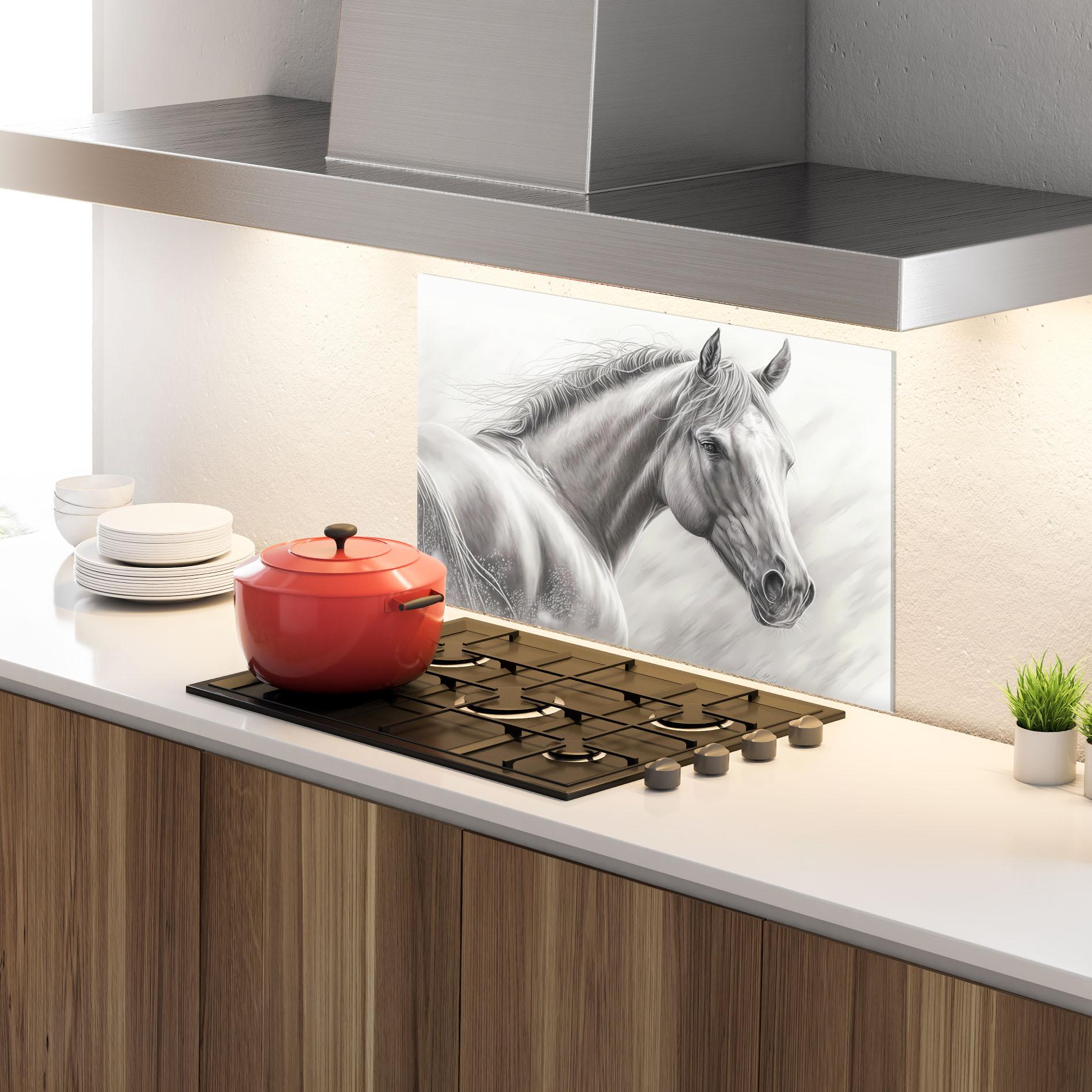 Panou Sticla Bucatarie Pencil Horse Drawing mockup 4