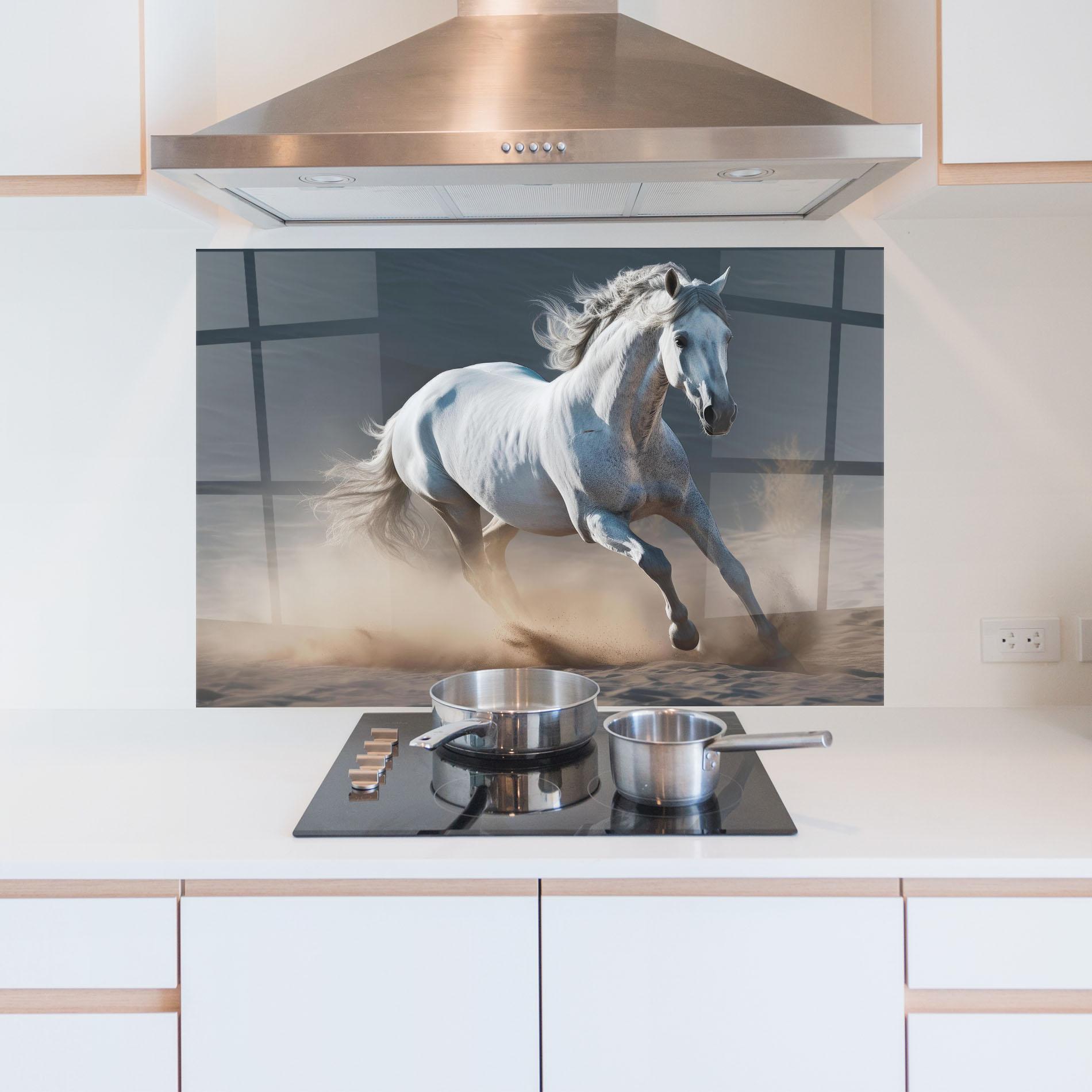 Panou Sticla Bucatarie Desert Horse mockup 5