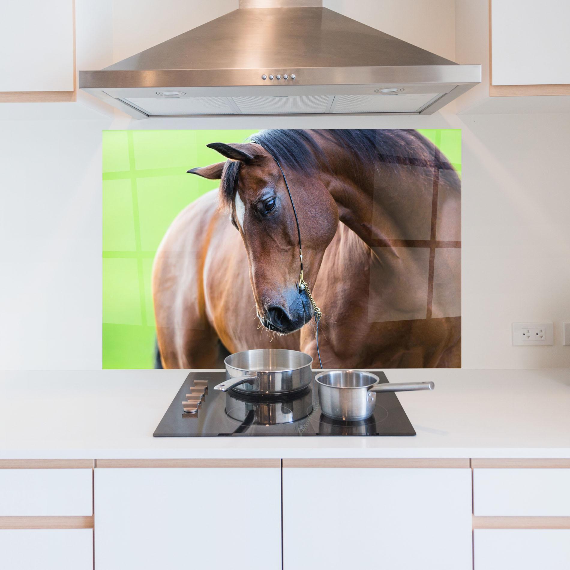 Panou Sticla Bucatarie Horse Head Portrait mockup 5