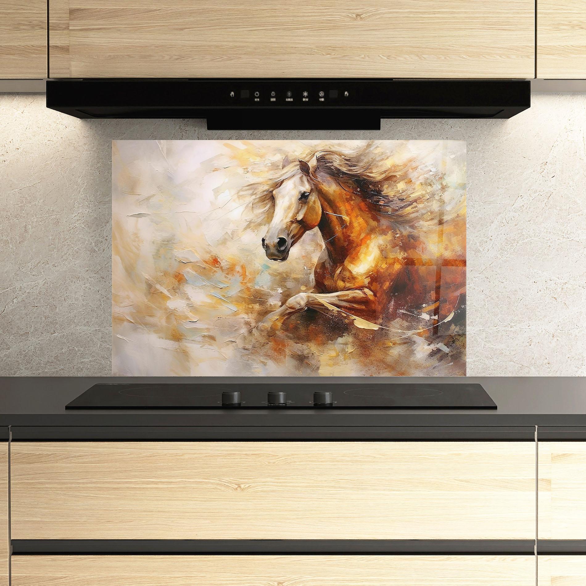 Panou Sticla Bucatarie Brown Horse Running mockup 3