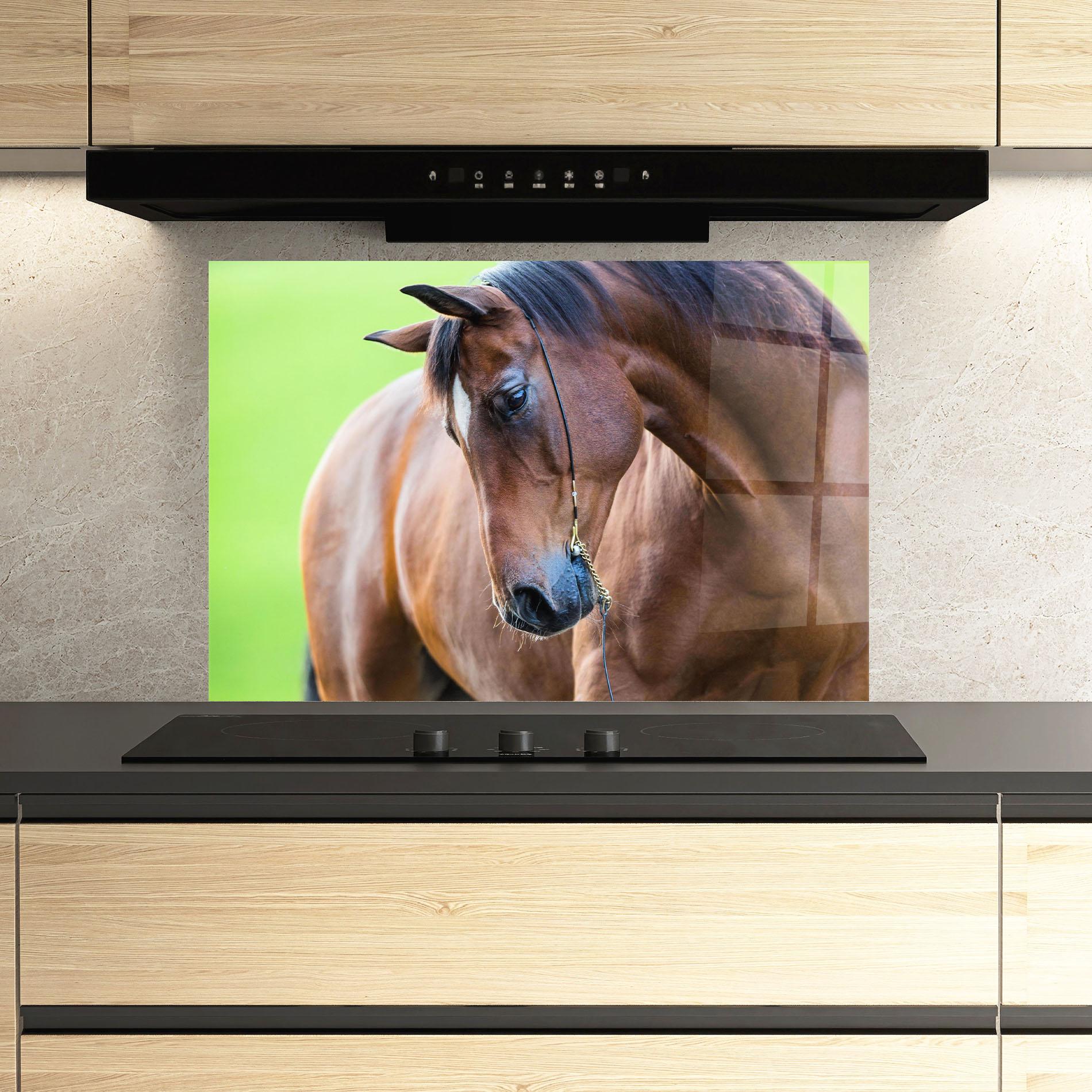 Panou Sticla Bucatarie Horse Head Portrait mockup 3