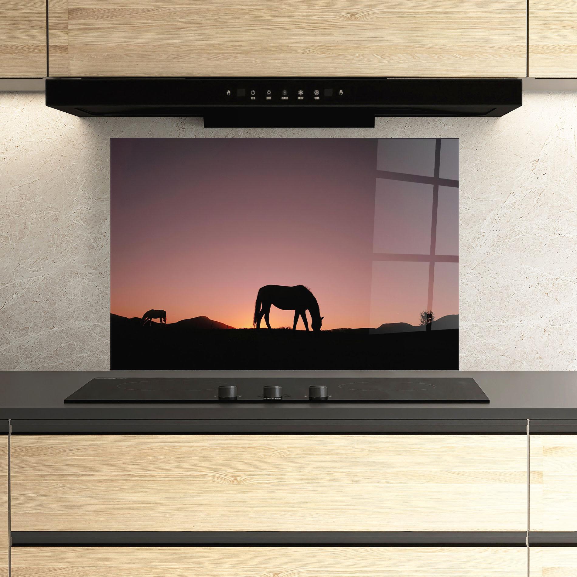 Panou Sticla Bucatarie Horse Silhouette mockup 3