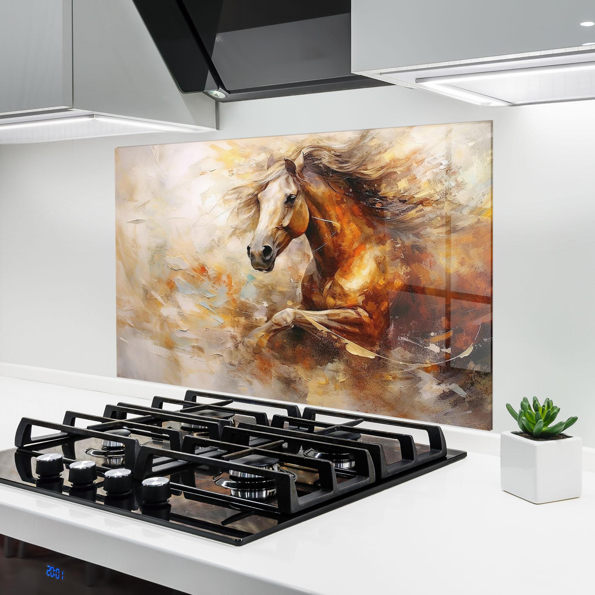 Panou Sticla Bucatarie Brown Horse Running mockup 6