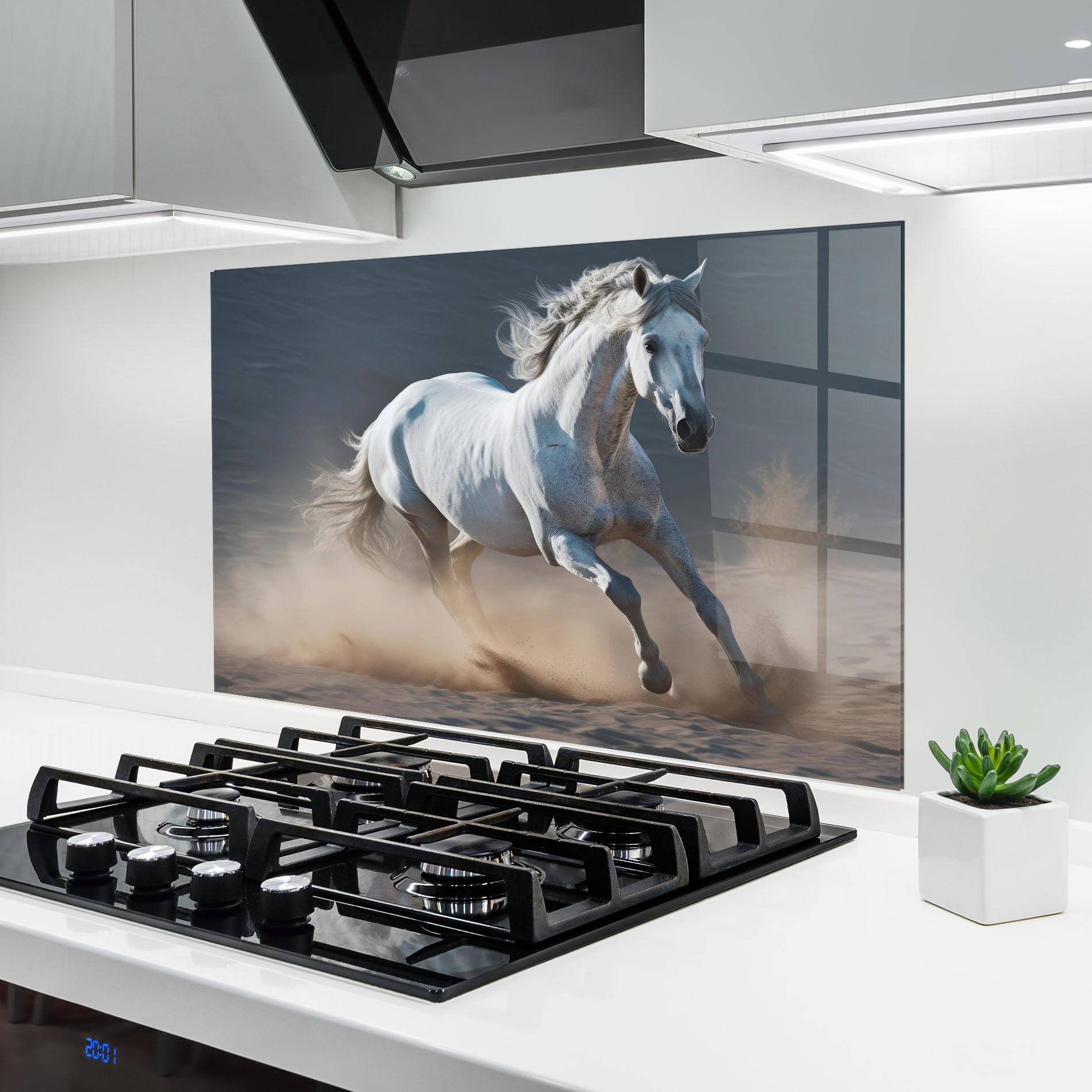 Panou Sticla Bucatarie Desert Horse mockup 6