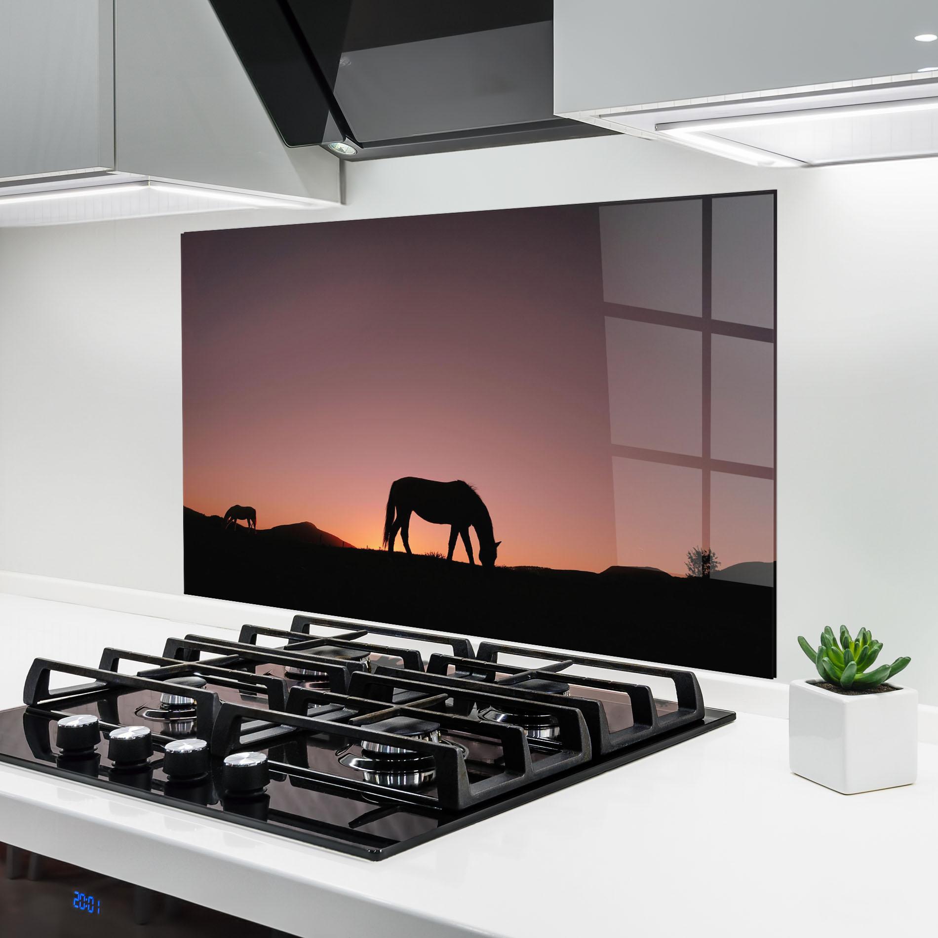 Panou Sticla Bucatarie Horse Silhouette mockup 6