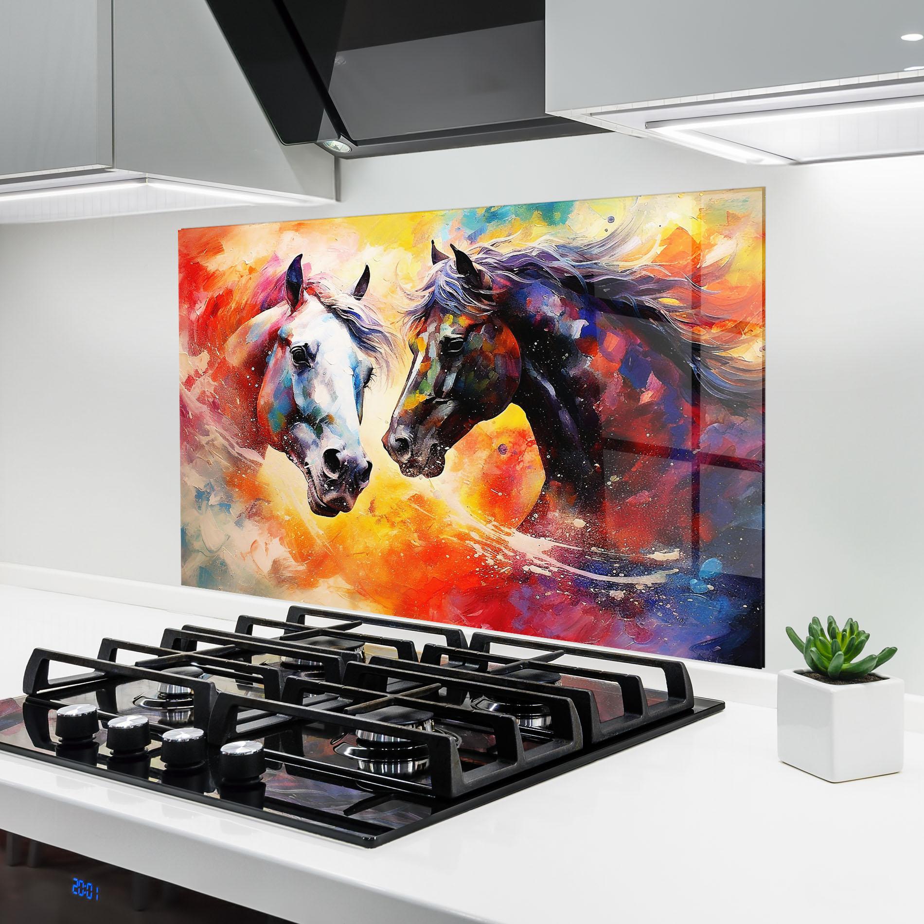 Panou Sticla Bucatarie Horses Color Mix mockup 6