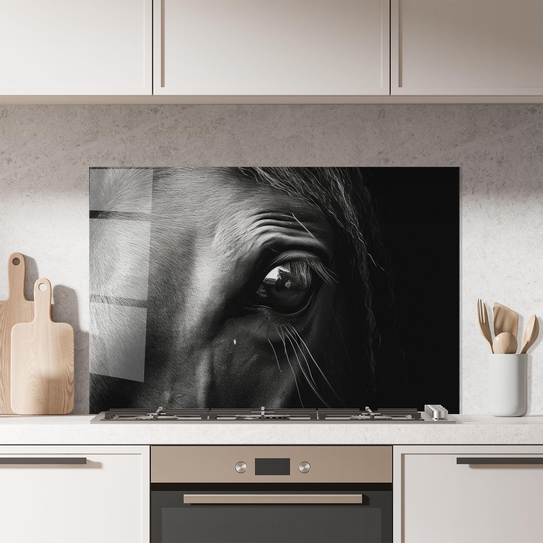 Panou Sticla Bucatarie Black Horse Eye mockup 7