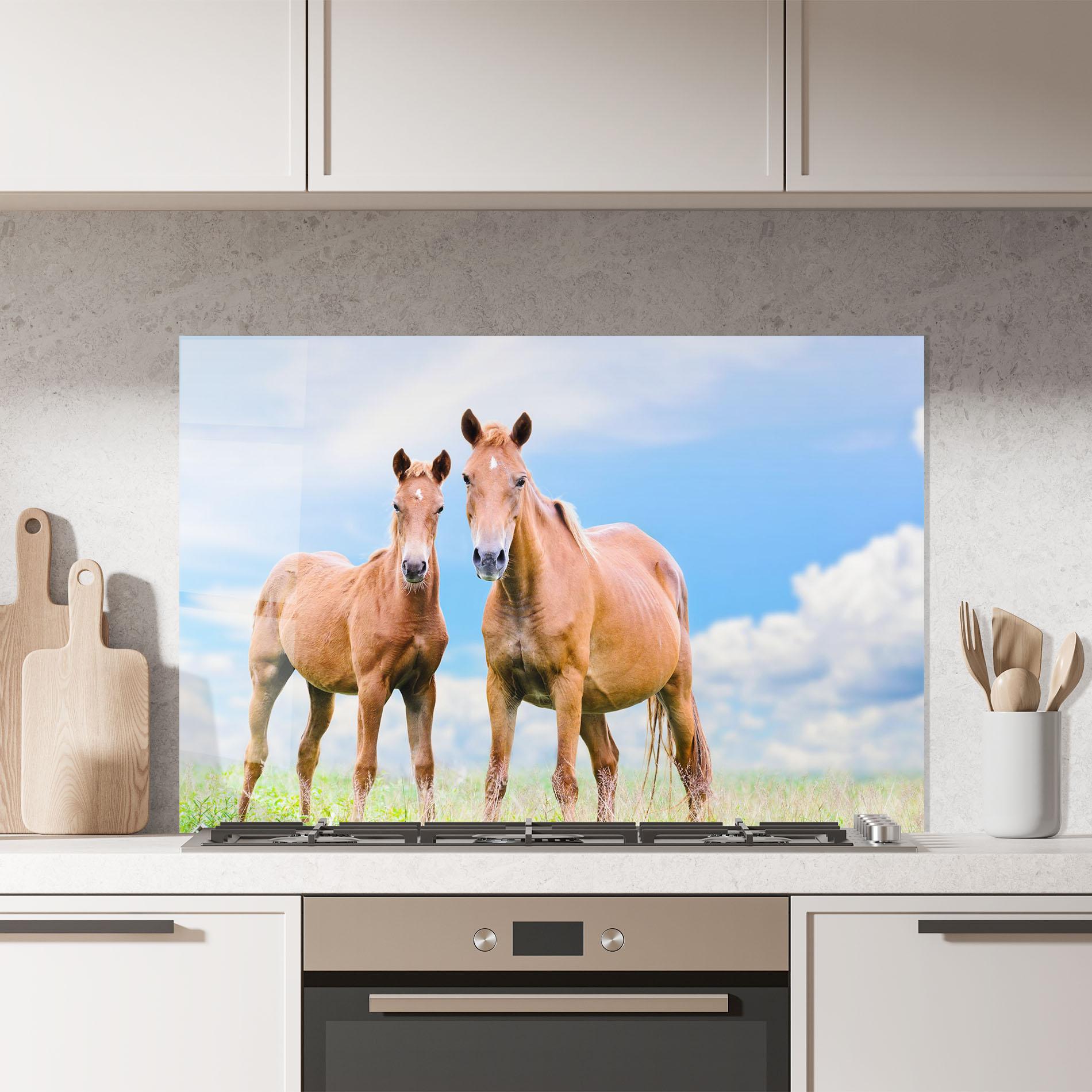 Panou Sticla Bucatarie Brown Horse Looking mockup 7