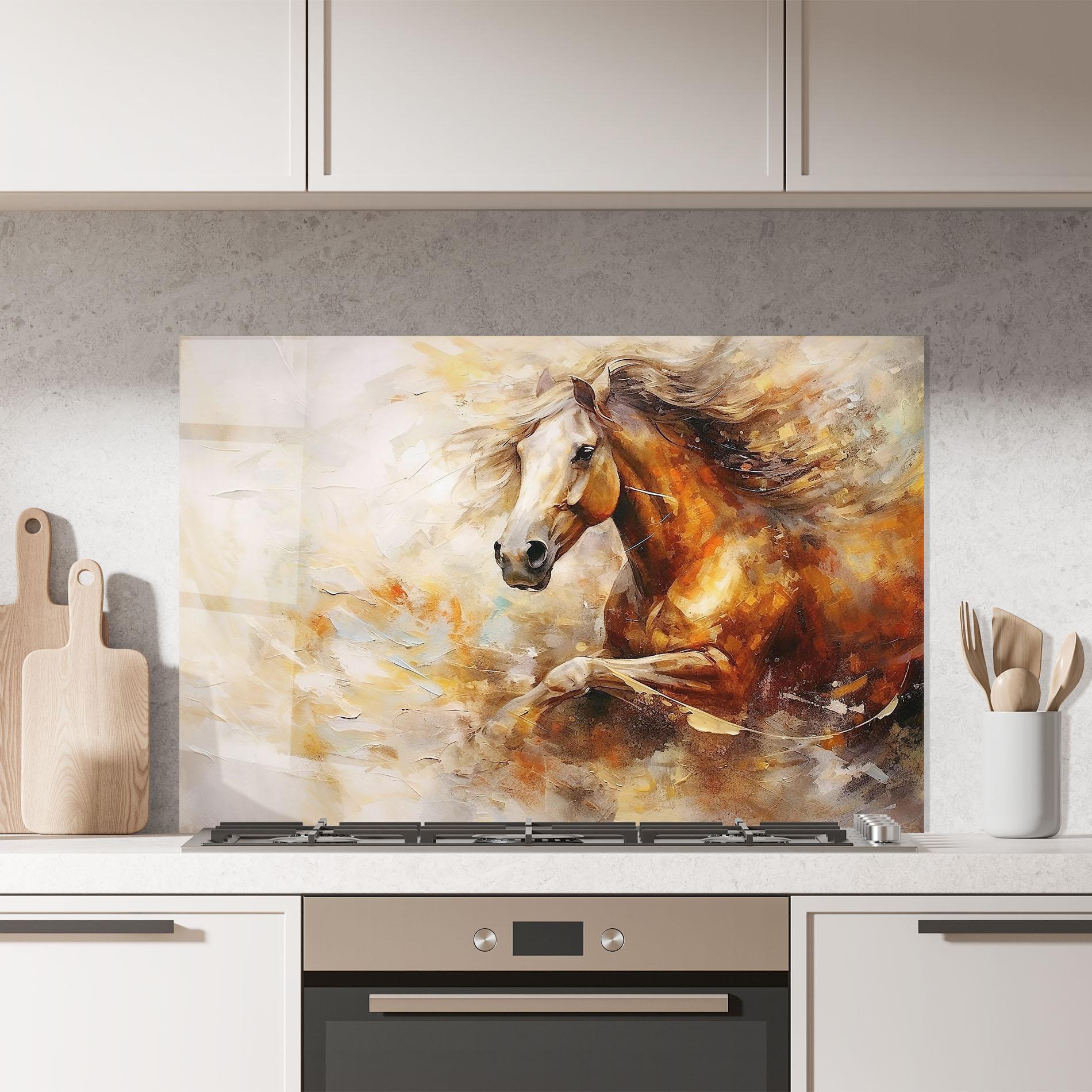 Panou Sticla Bucatarie Brown Horse Running mockup 7