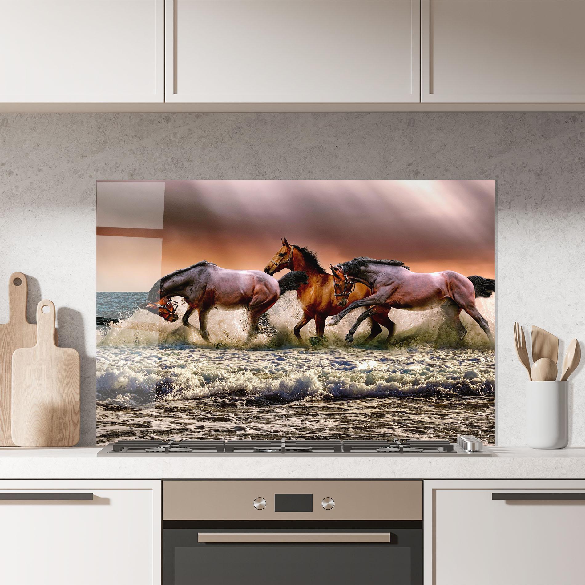 Panou Sticla Bucatarie Horse In Sea mockup 7