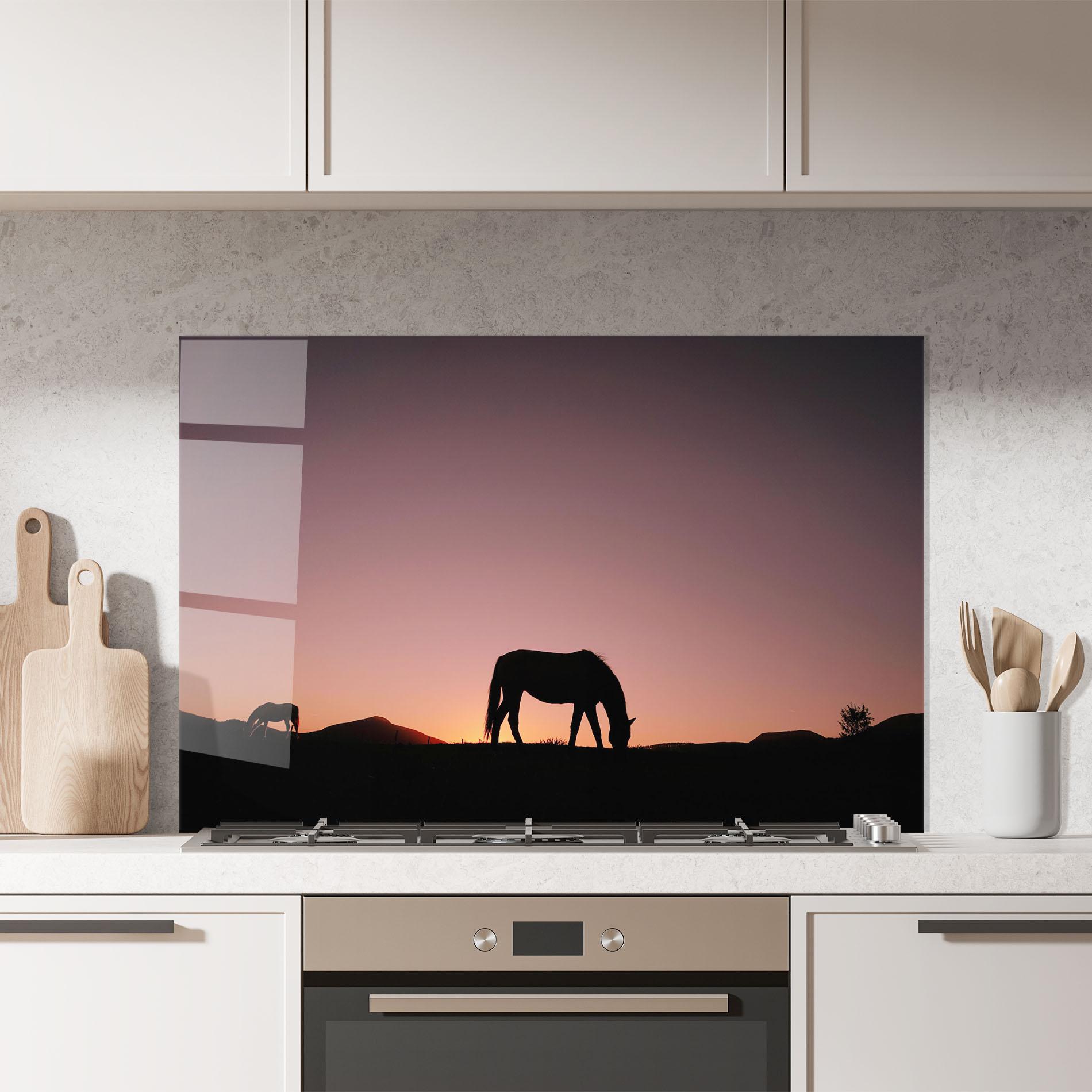 Panou Sticla Bucatarie Horse Silhouette mockup 7