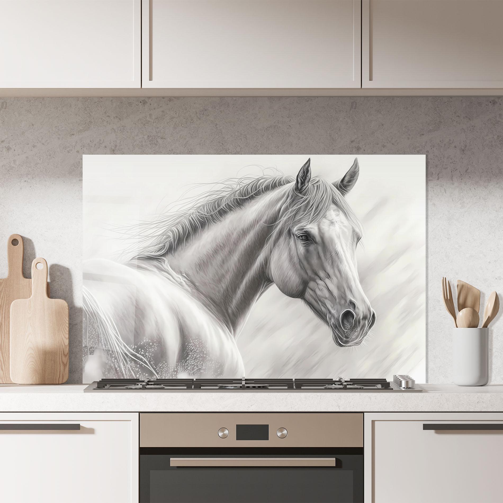 Panou Sticla Bucatarie Pencil Horse Drawing mockup 7