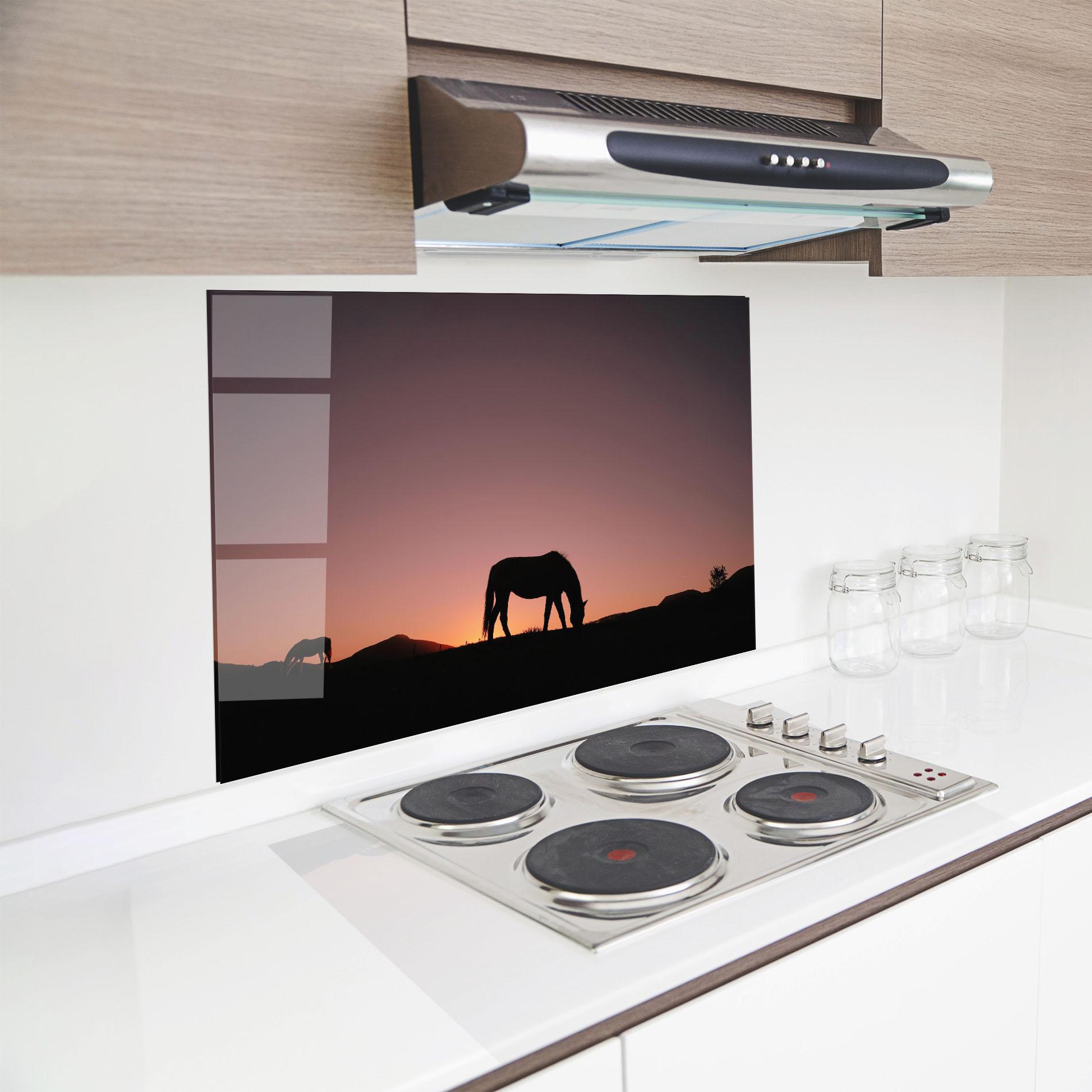 Panou Sticla Bucatarie Horse Silhouette mockup 8