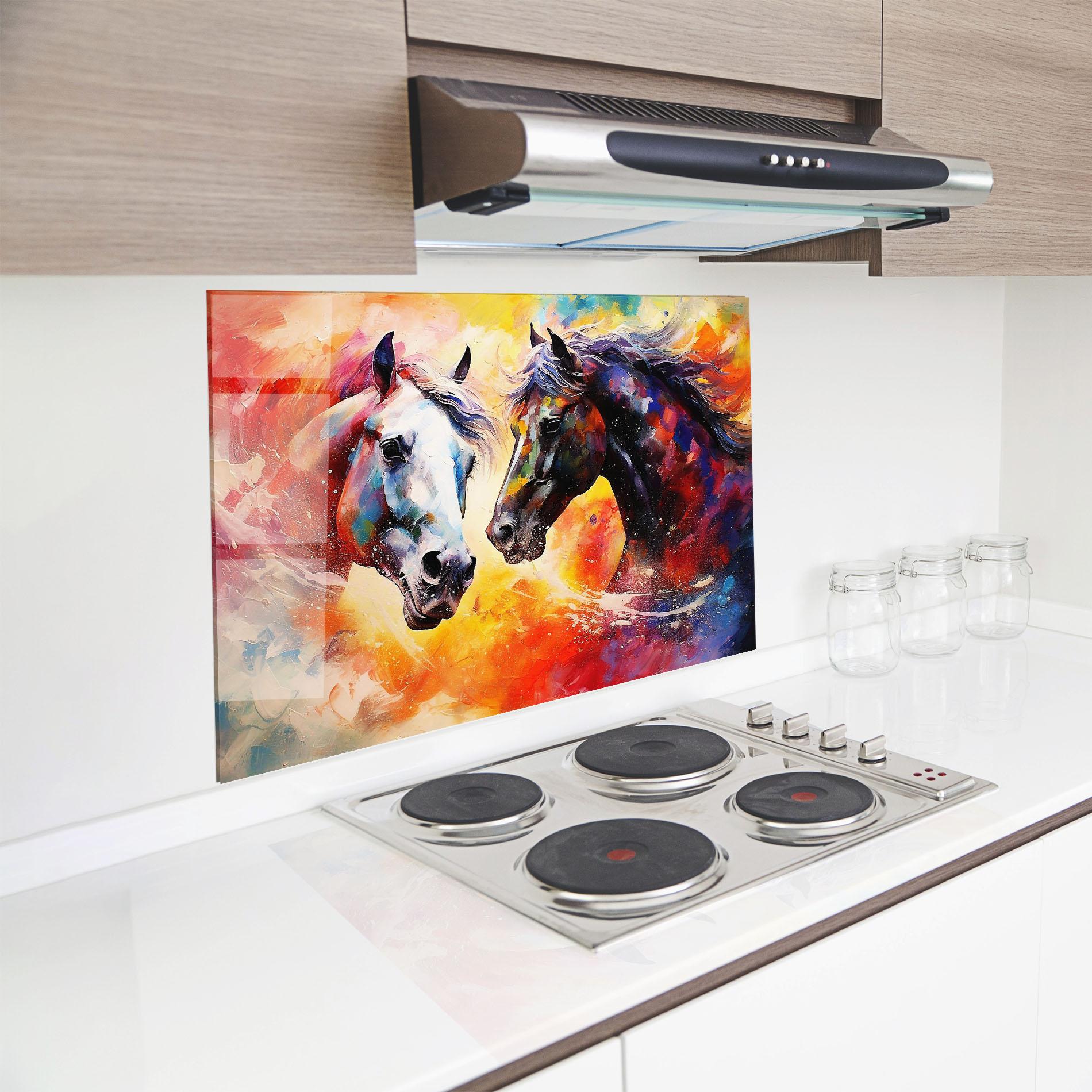 Panou Sticla Bucatarie Horses Color Mix mockup 8