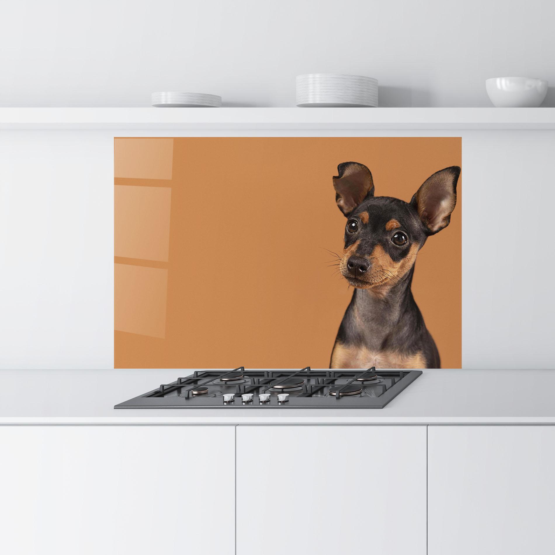 Panou Sticla Bucatarie Cute Dog Portrait mockup 9