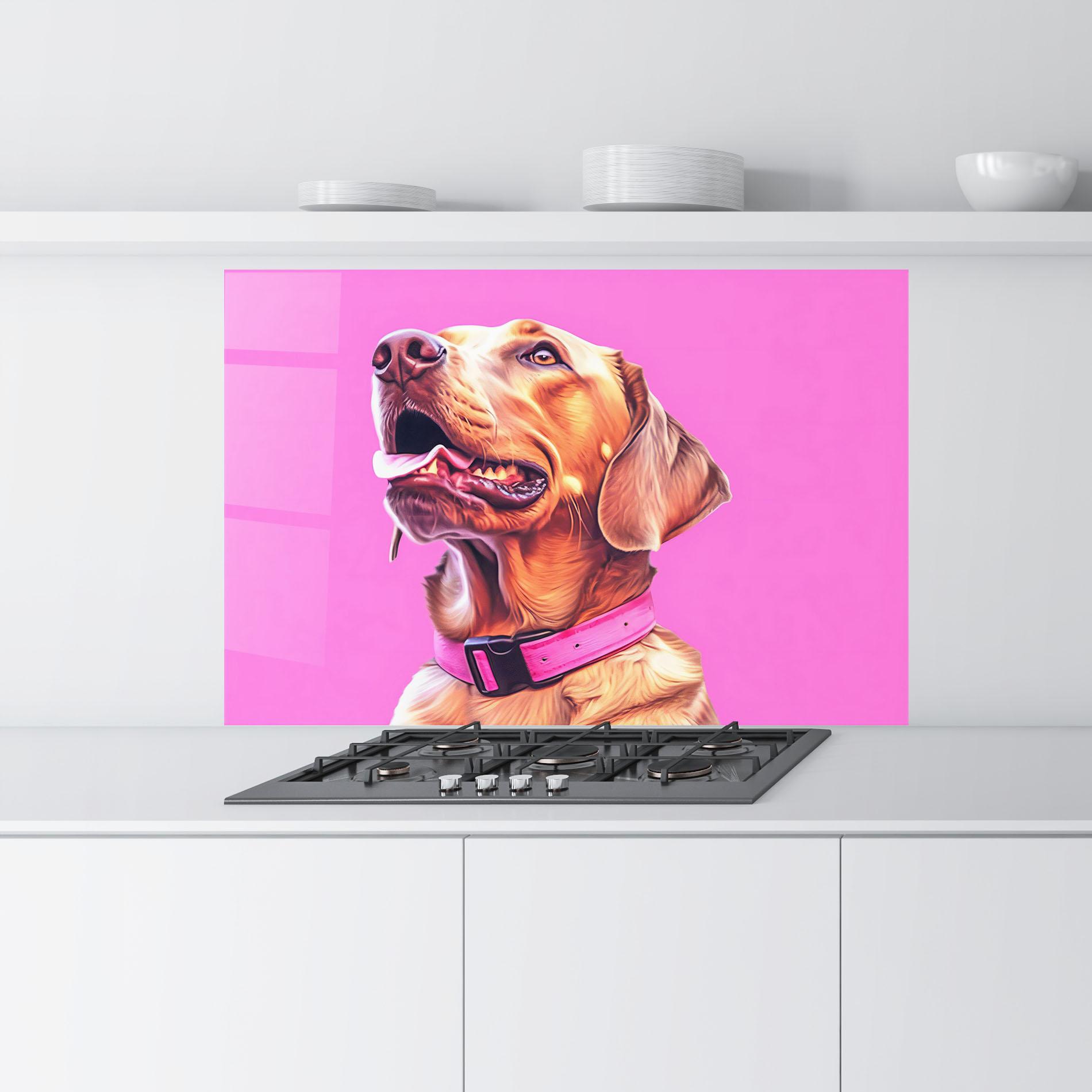 Panou Sticla Bucatarie Cute Retriever Dog mockup 9