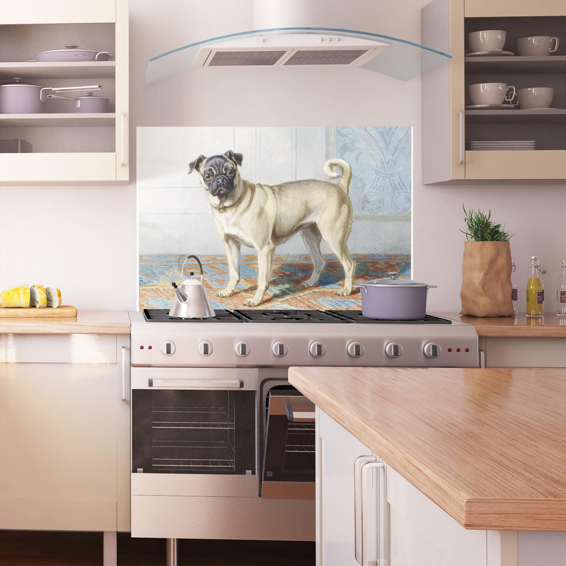 Panou Sticla Bucatarie Cute Cream Dog mockup 1