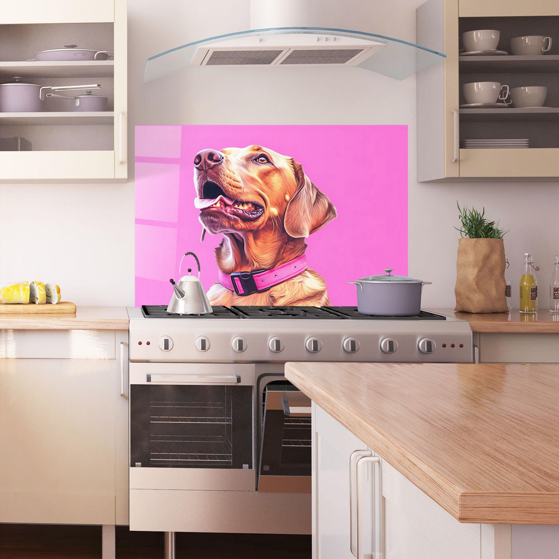 Panou Sticla Bucatarie Cute Retriever Dog mockup 1