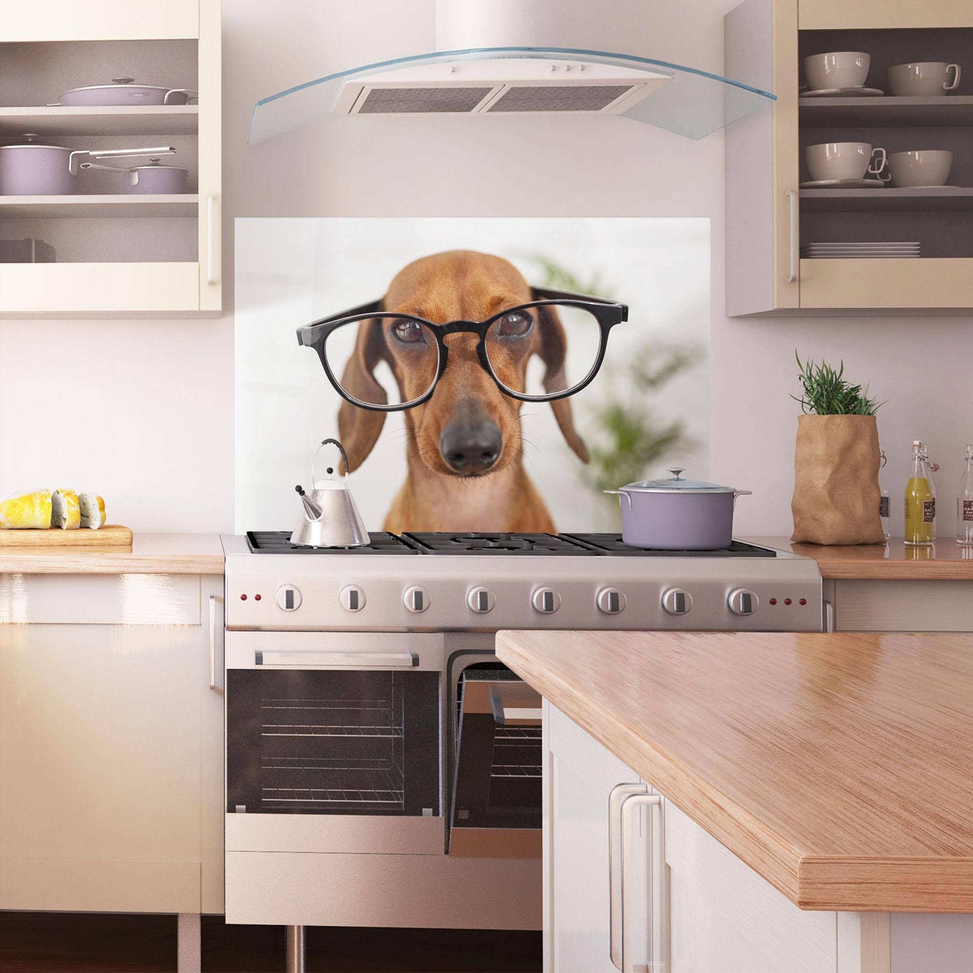 Panou Sticla Bucatarie Dog Wearing Glasses mockup 1
