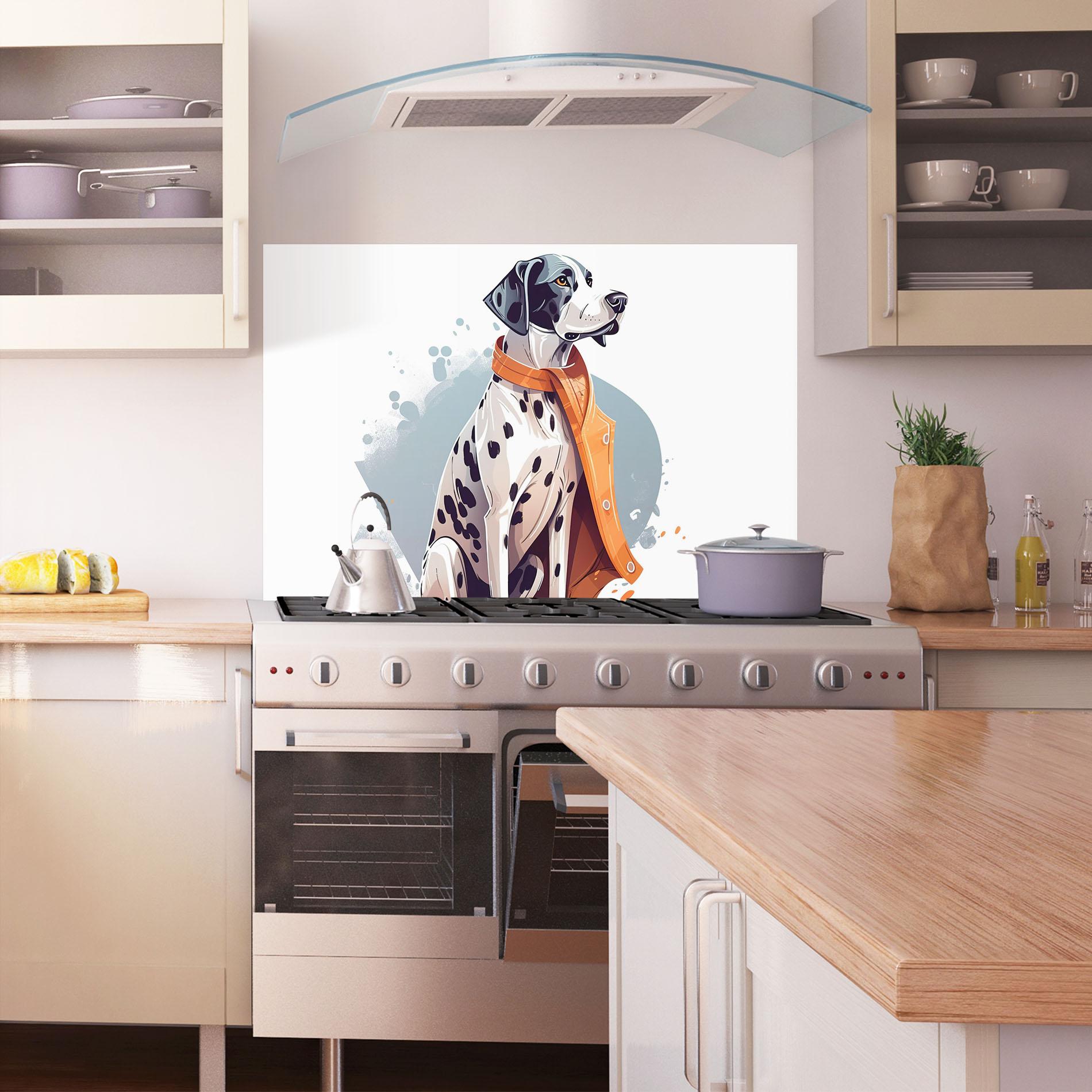 Panou Sticla Bucatarie Orange Scarf Dalmatian mockup 1