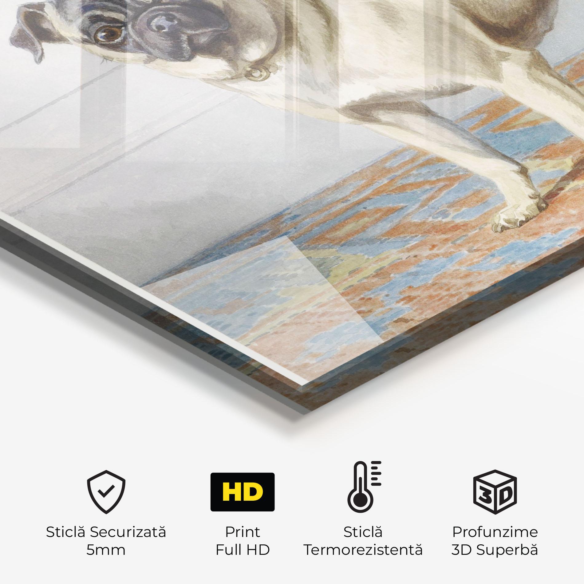 Panou Sticla Bucatarie Cute Cream Dog mockup 2