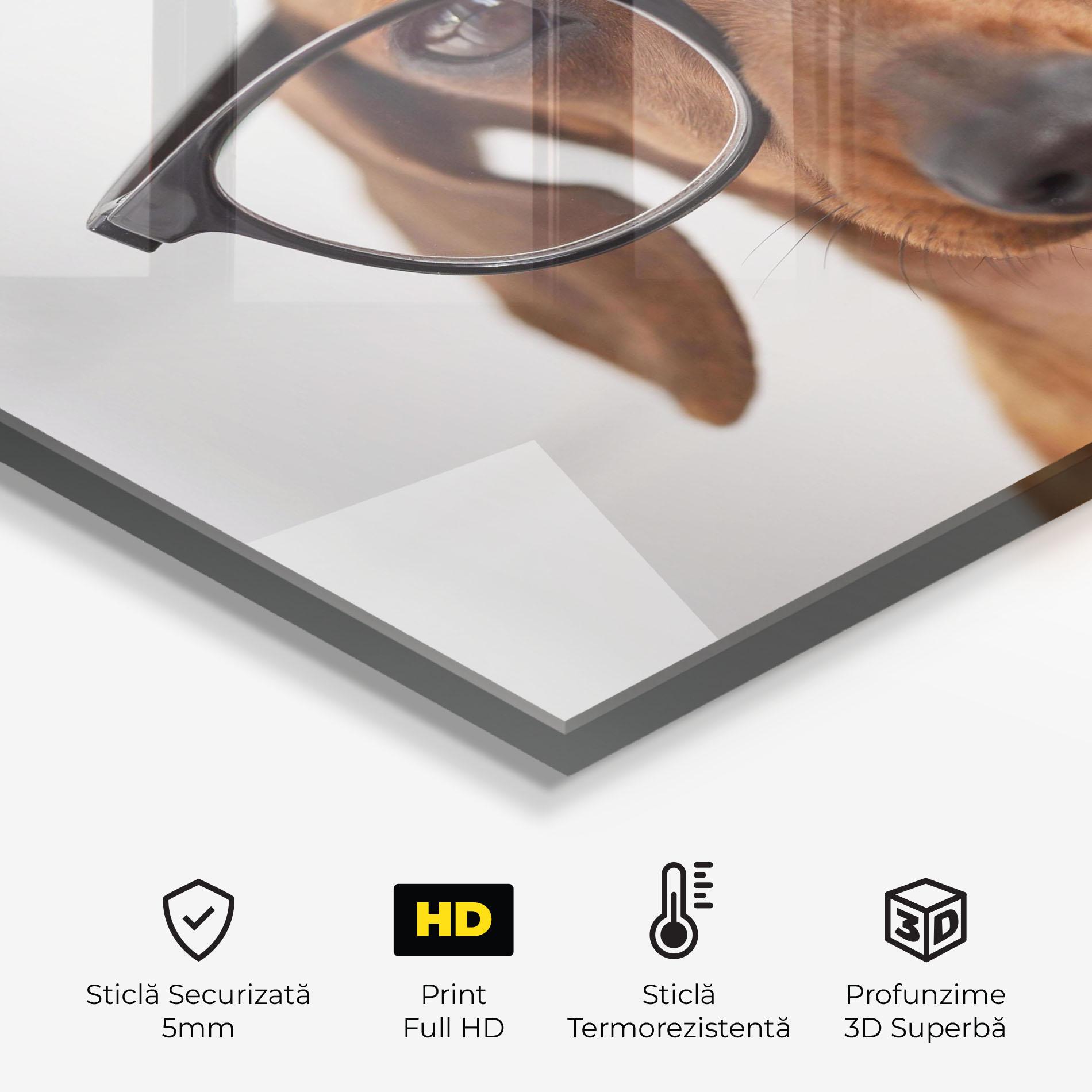 Panou Sticla Bucatarie Dog Wearing Glasses mockup 2