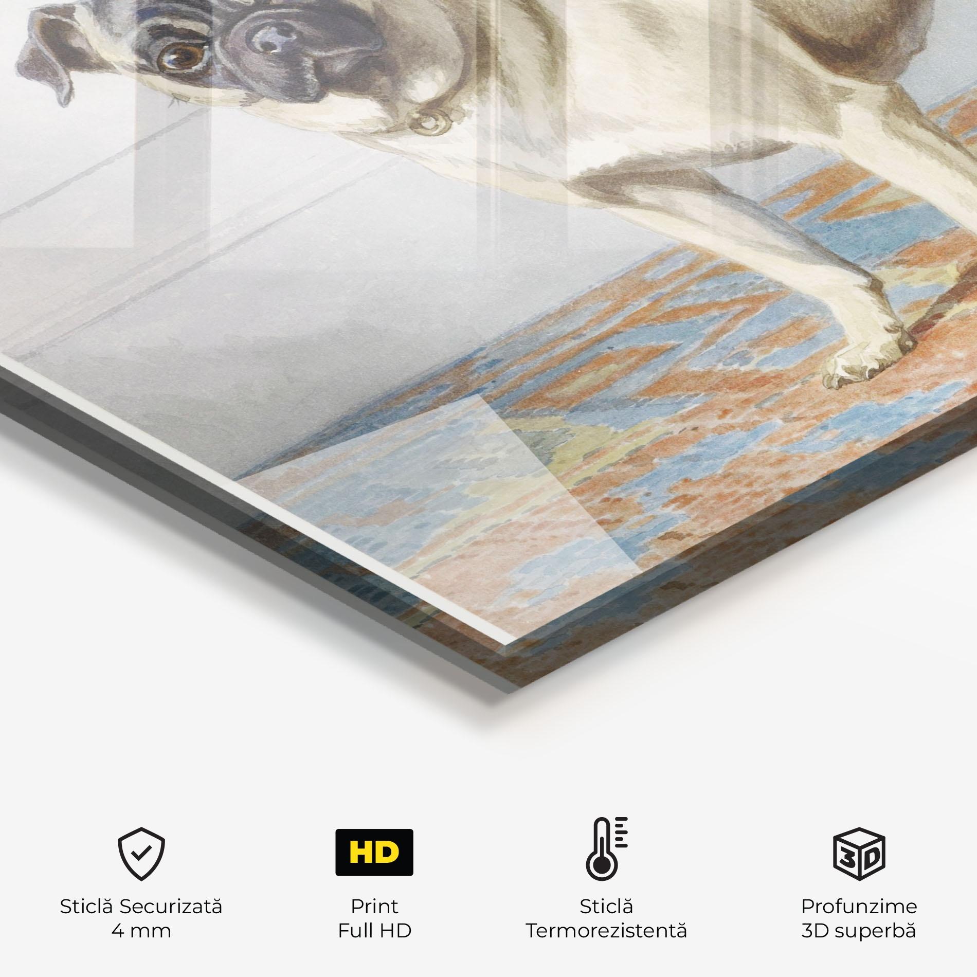 Panou Sticla Bucatarie Cute Cream Dog mockup 2