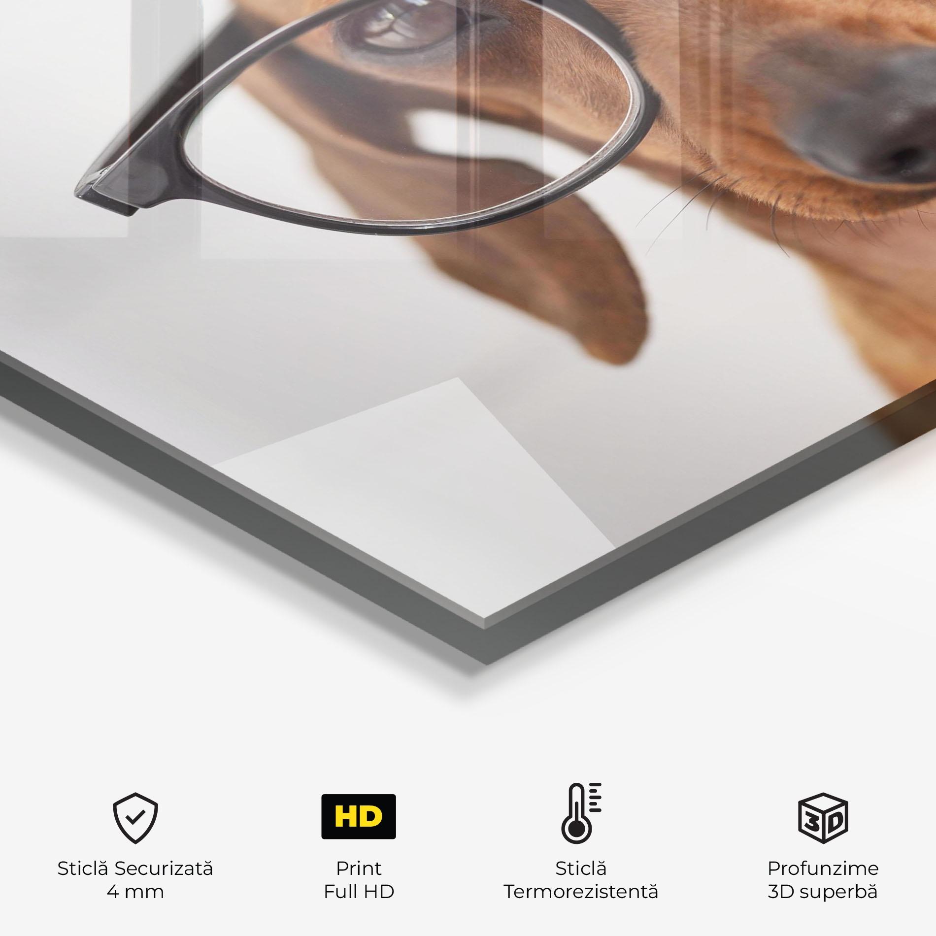 Panou Sticla Bucatarie Dog Wearing Glasses mockup 2