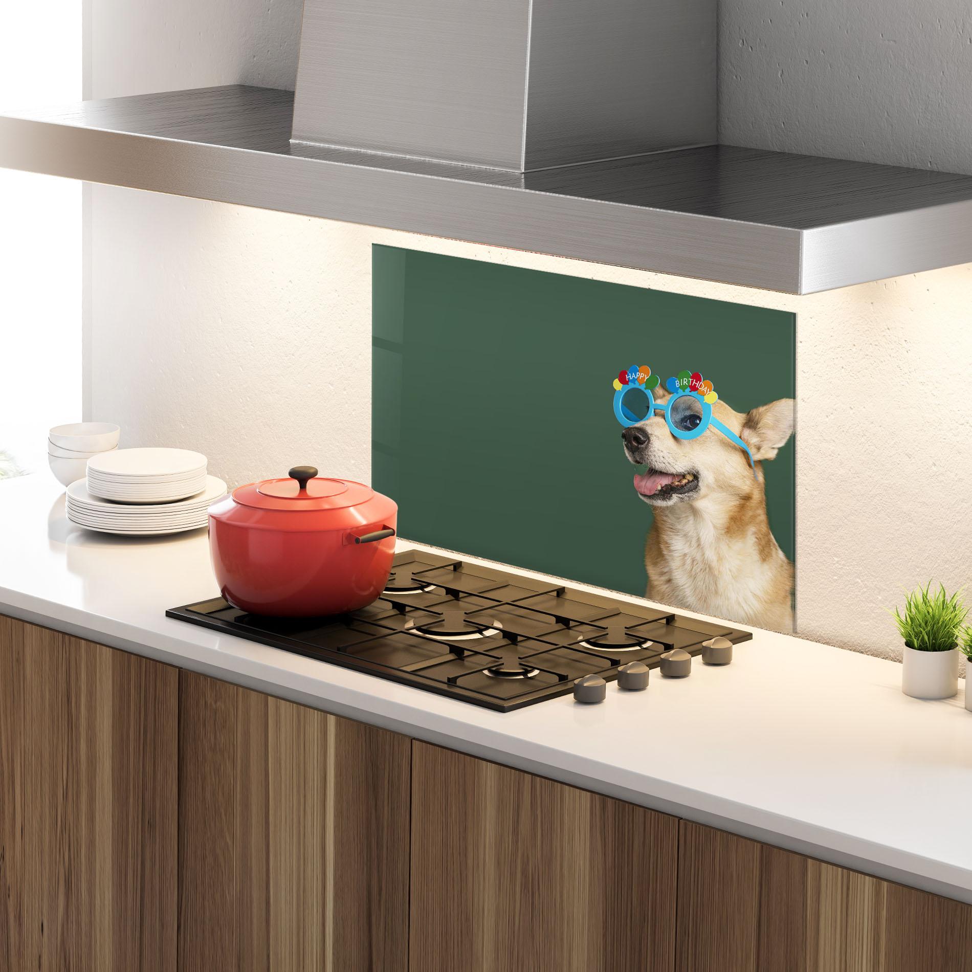 Panou Sticla Bucatarie Cute Glasses Dog mockup 4