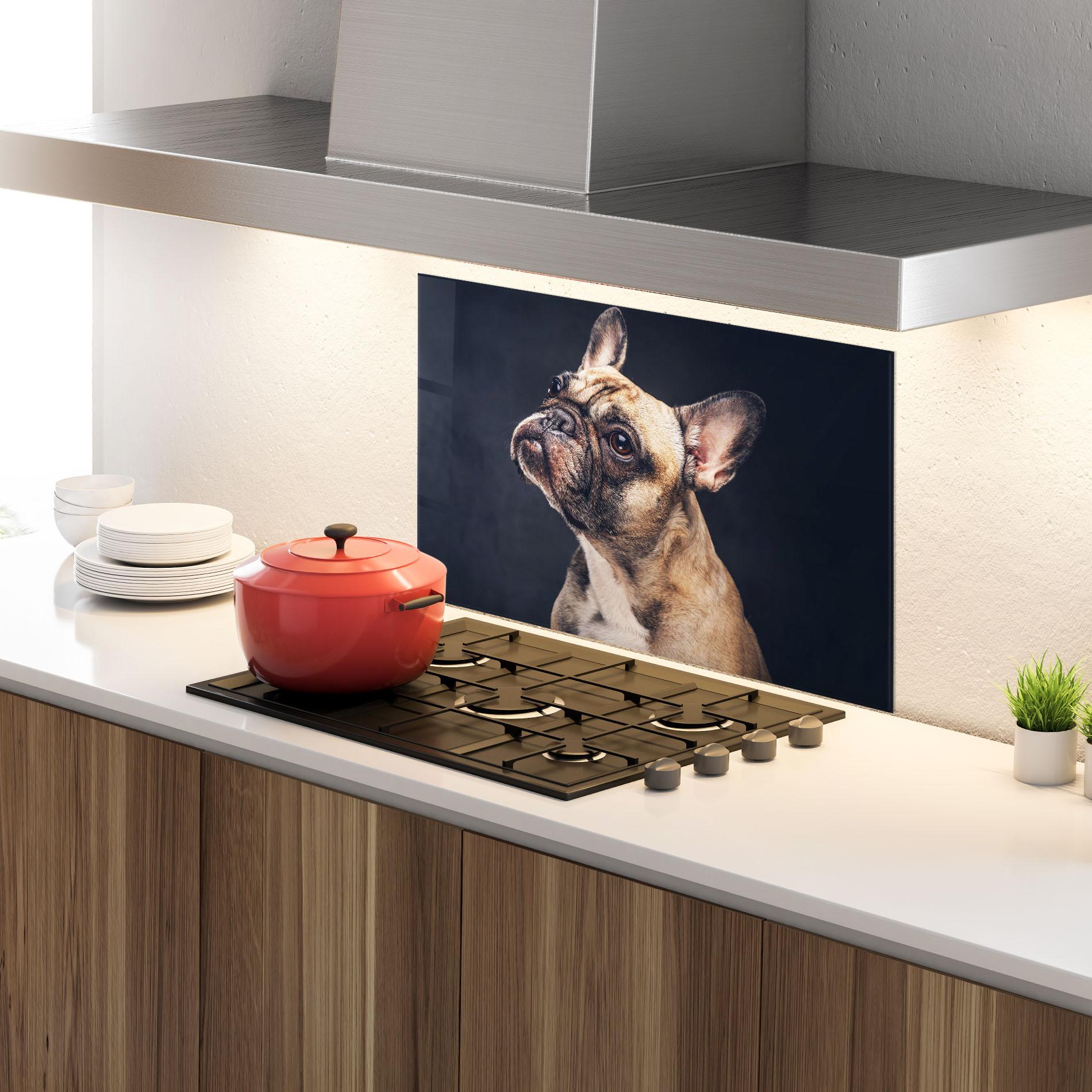 Panou Sticla Bucatarie Funny Face Dog mockup 4