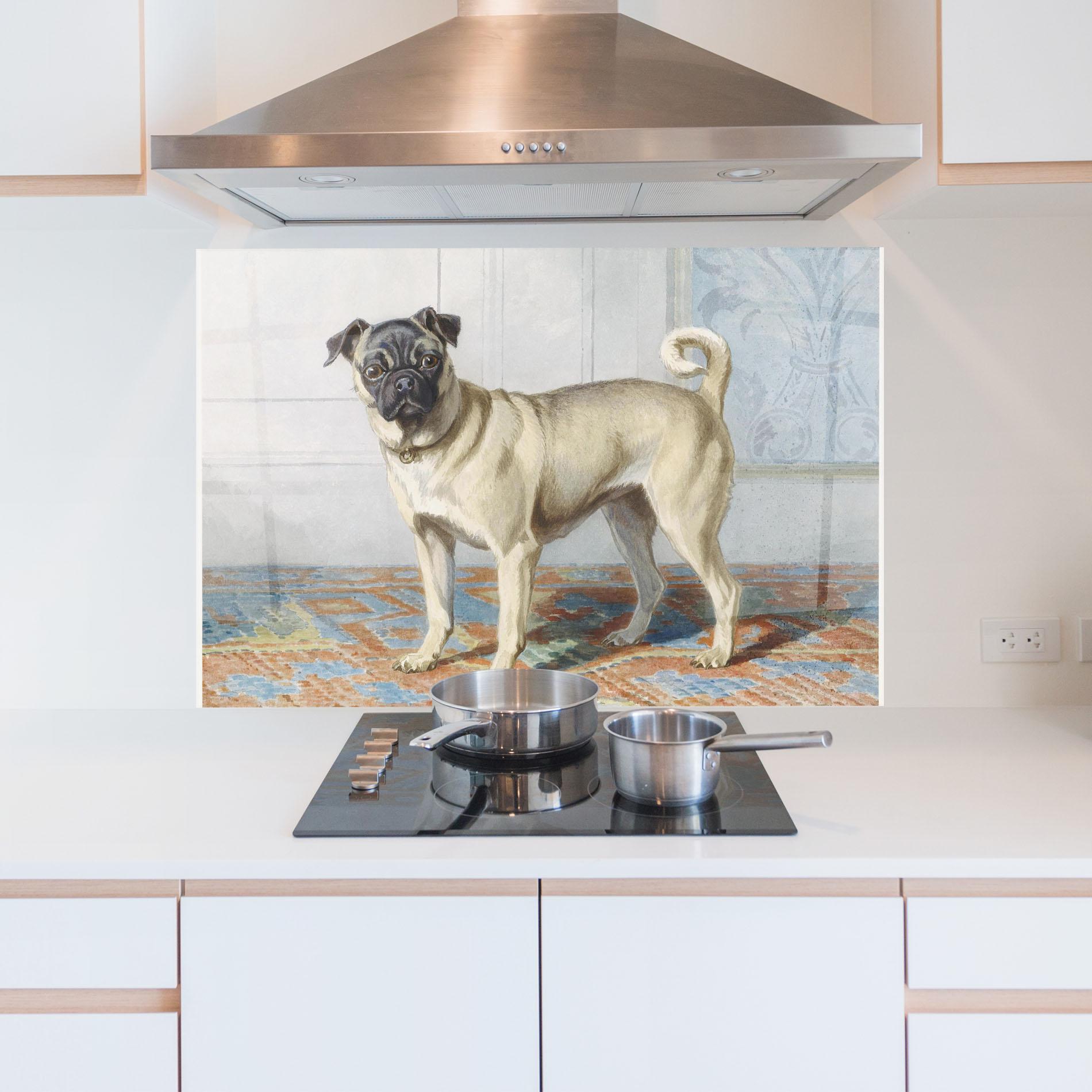 Panou Sticla Bucatarie Cute Cream Dog mockup 5