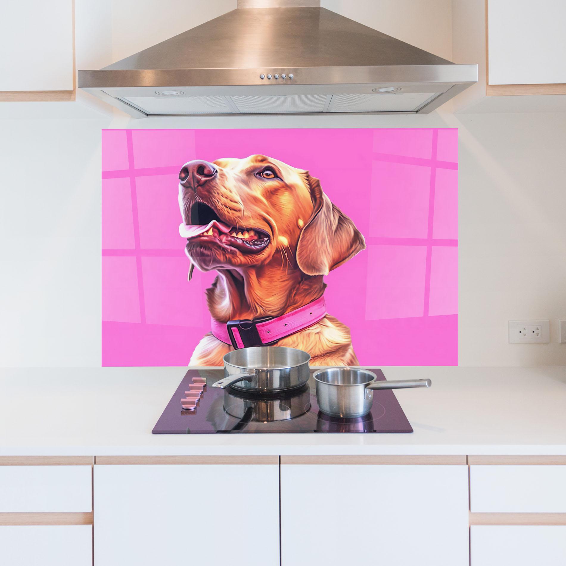 Panou Sticla Bucatarie Cute Retriever Dog mockup 5