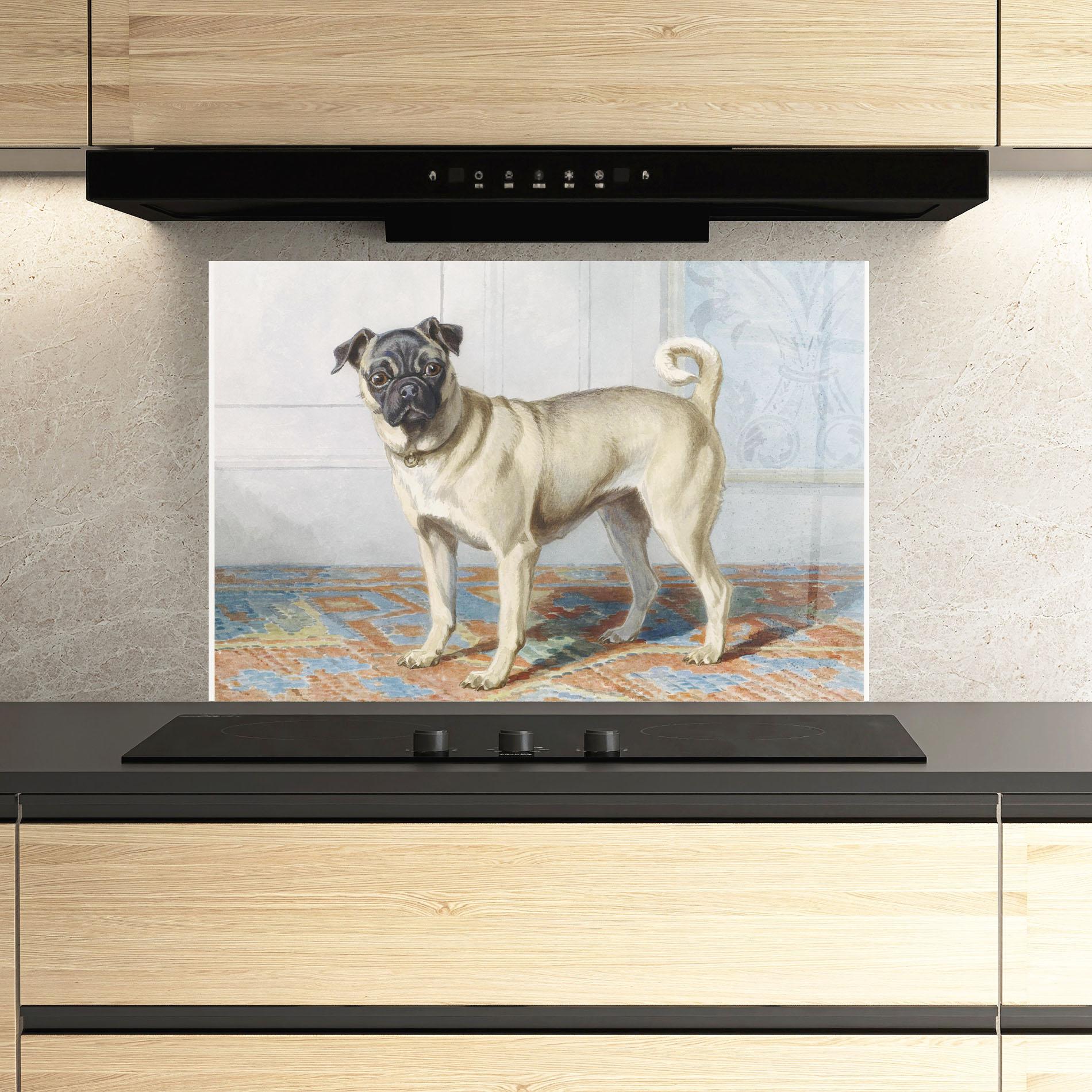 Panou Sticla Bucatarie Cute Cream Dog mockup 3