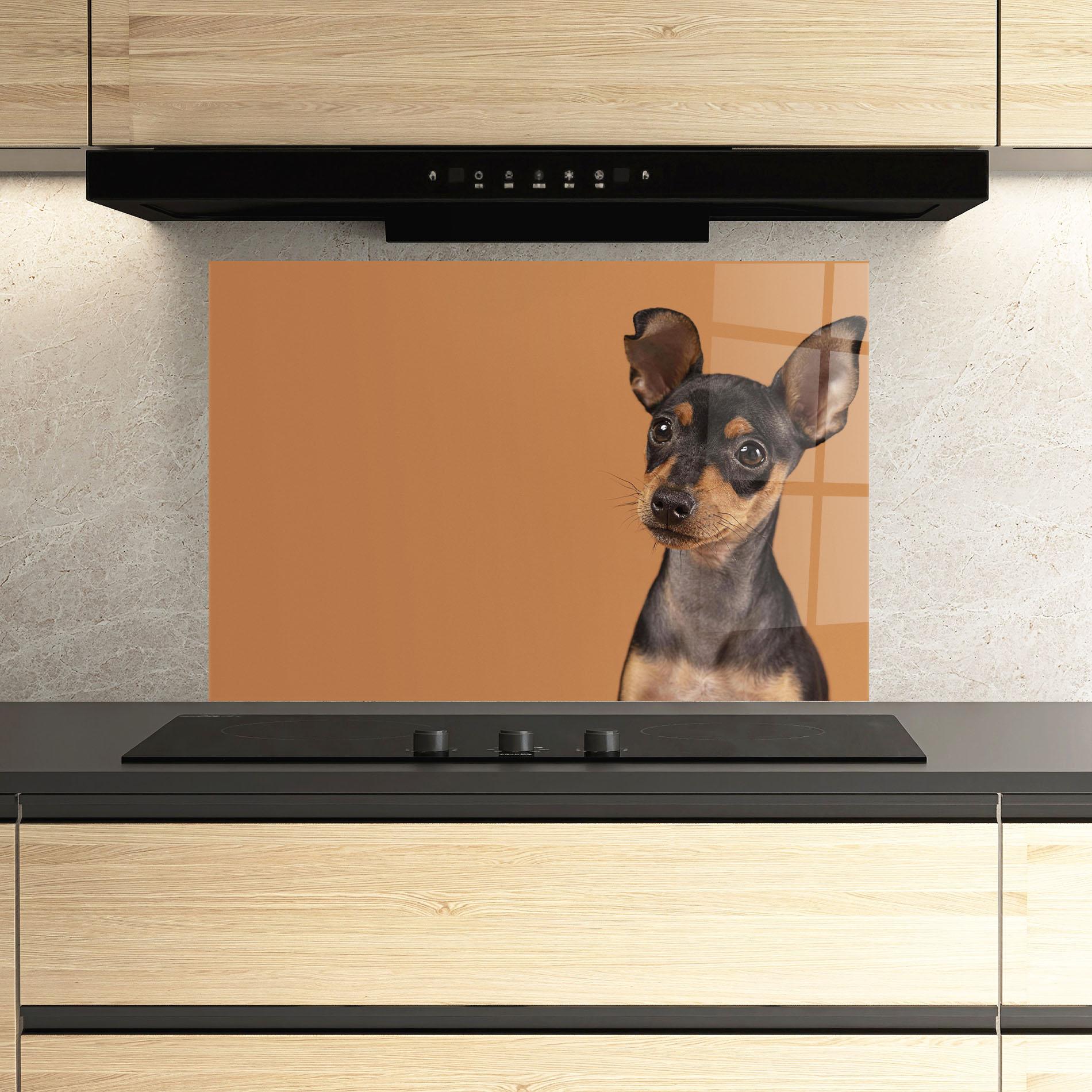 Panou Sticla Bucatarie Cute Dog Portrait mockup 3