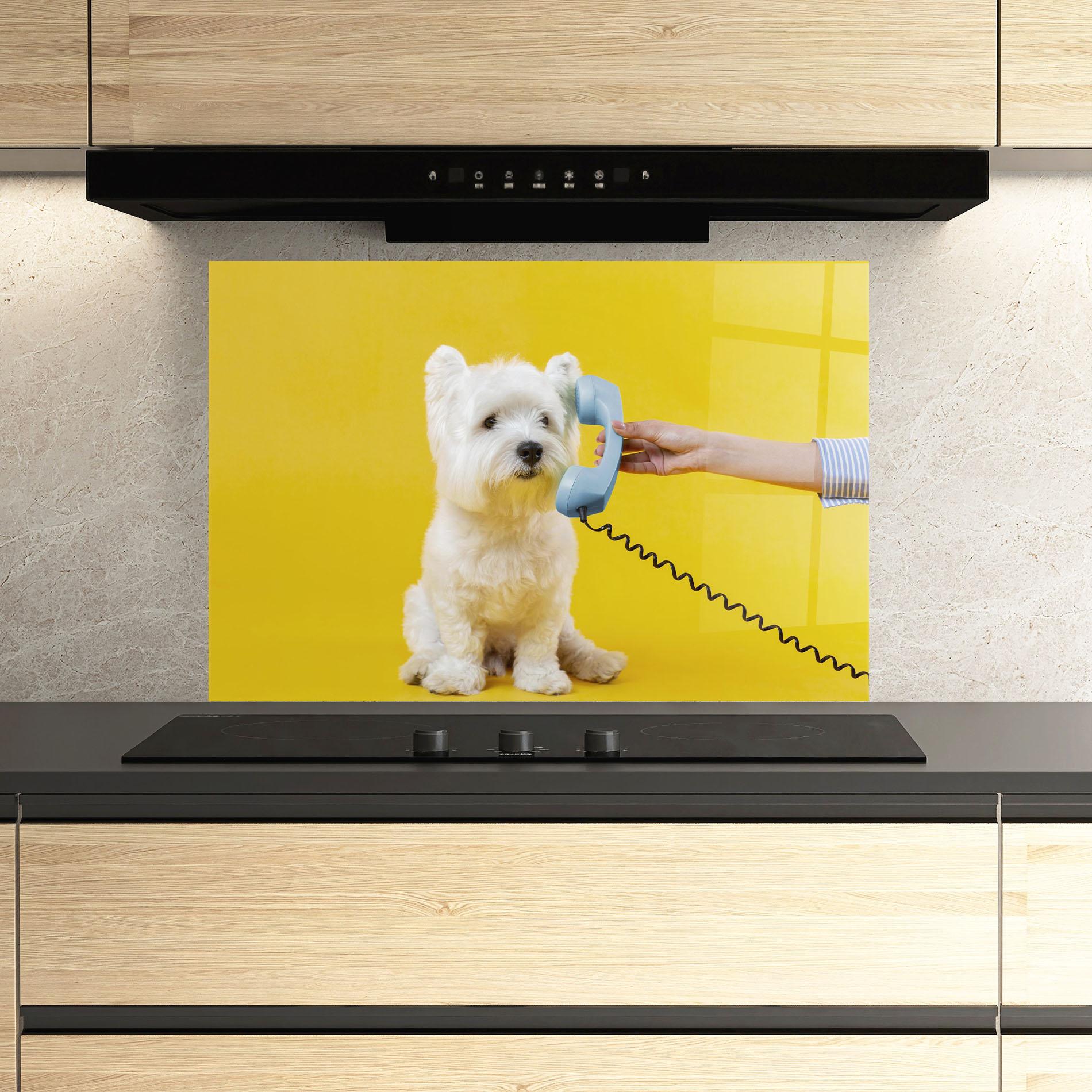Panou Sticla Bucatarie Cute Little Dog mockup 3