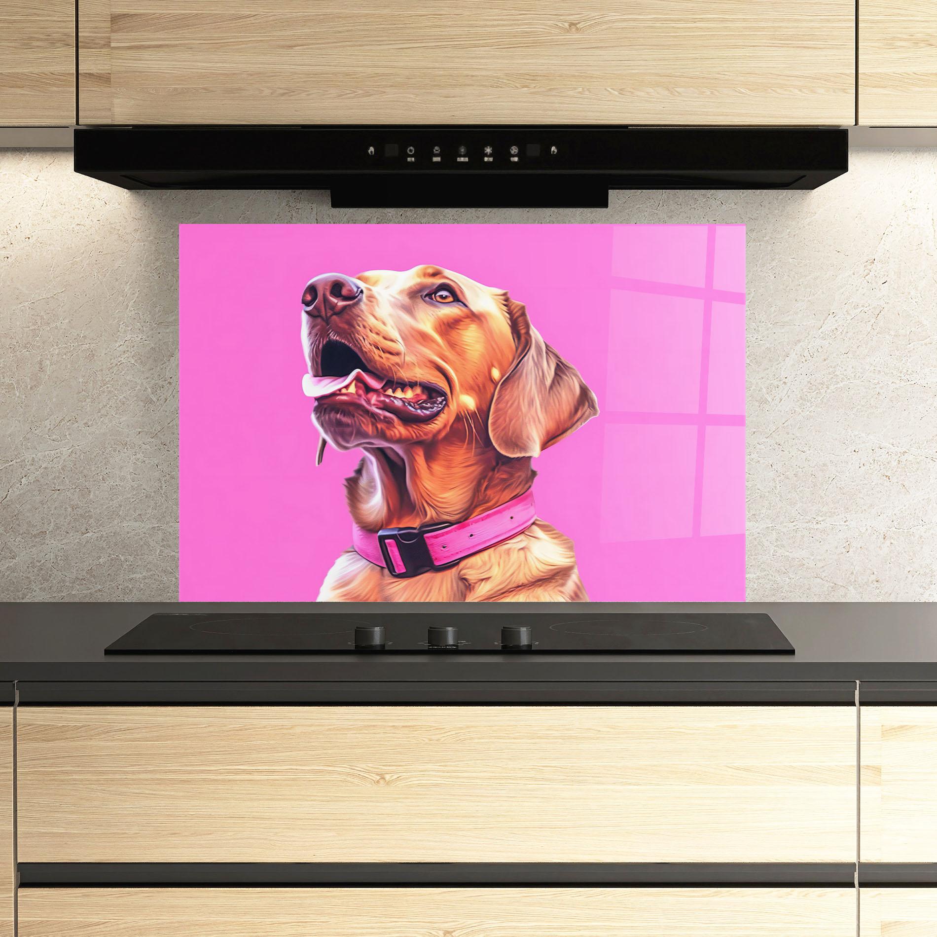 Panou Sticla Bucatarie Cute Retriever Dog mockup 3