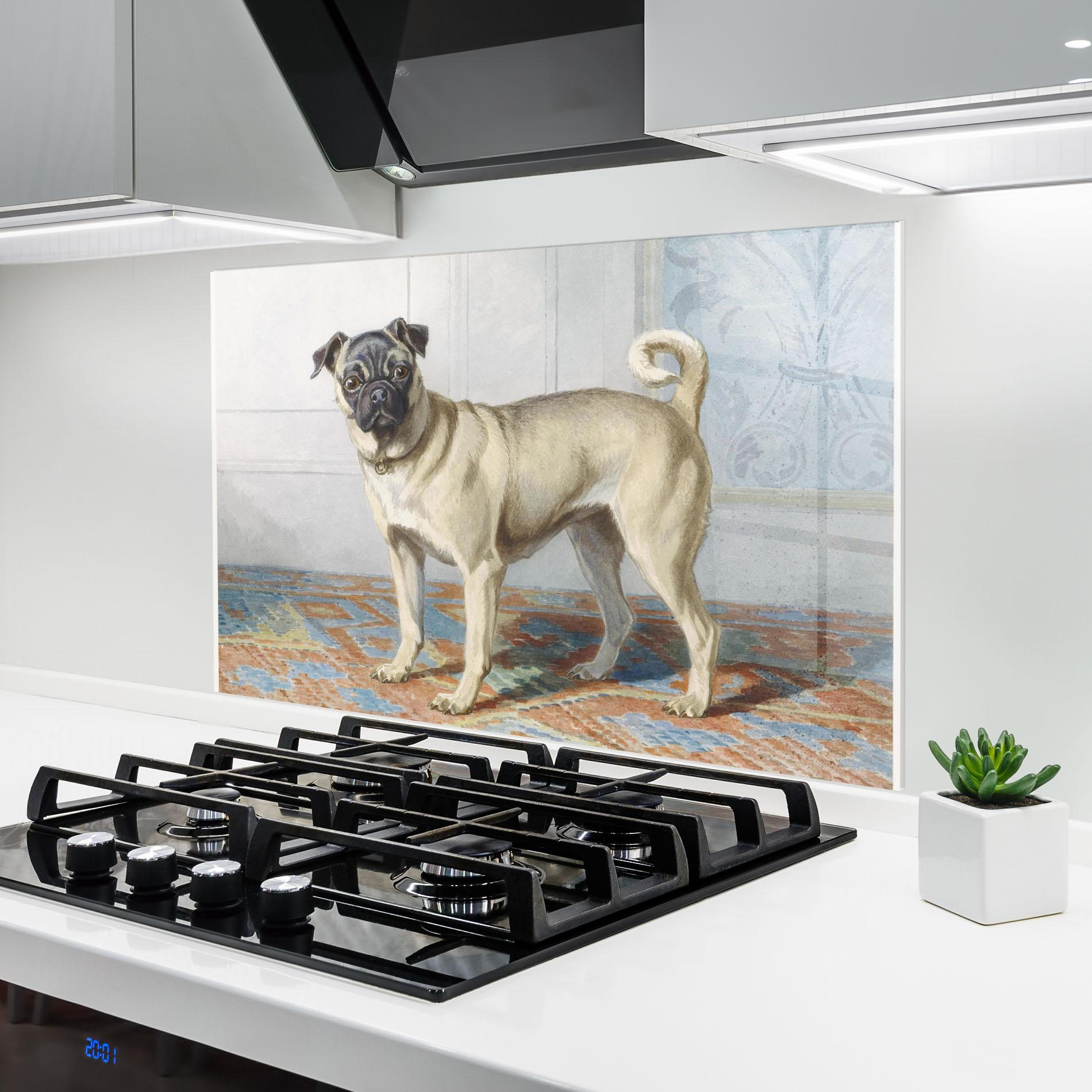 Panou Sticla Bucatarie Cute Cream Dog mockup 6