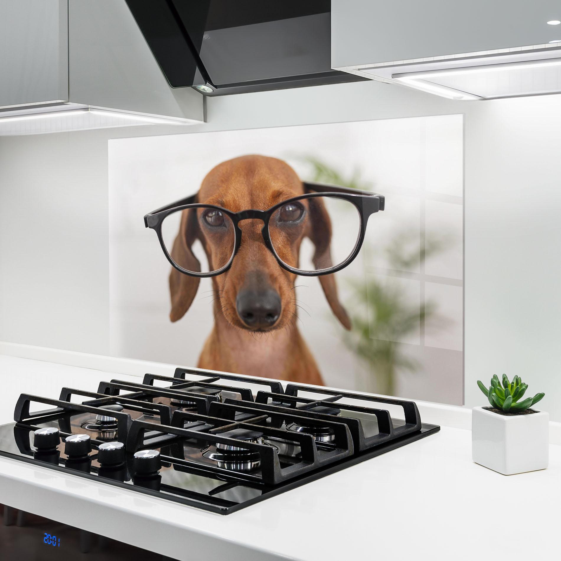 Panou Sticla Bucatarie Dog Wearing Glasses mockup 6