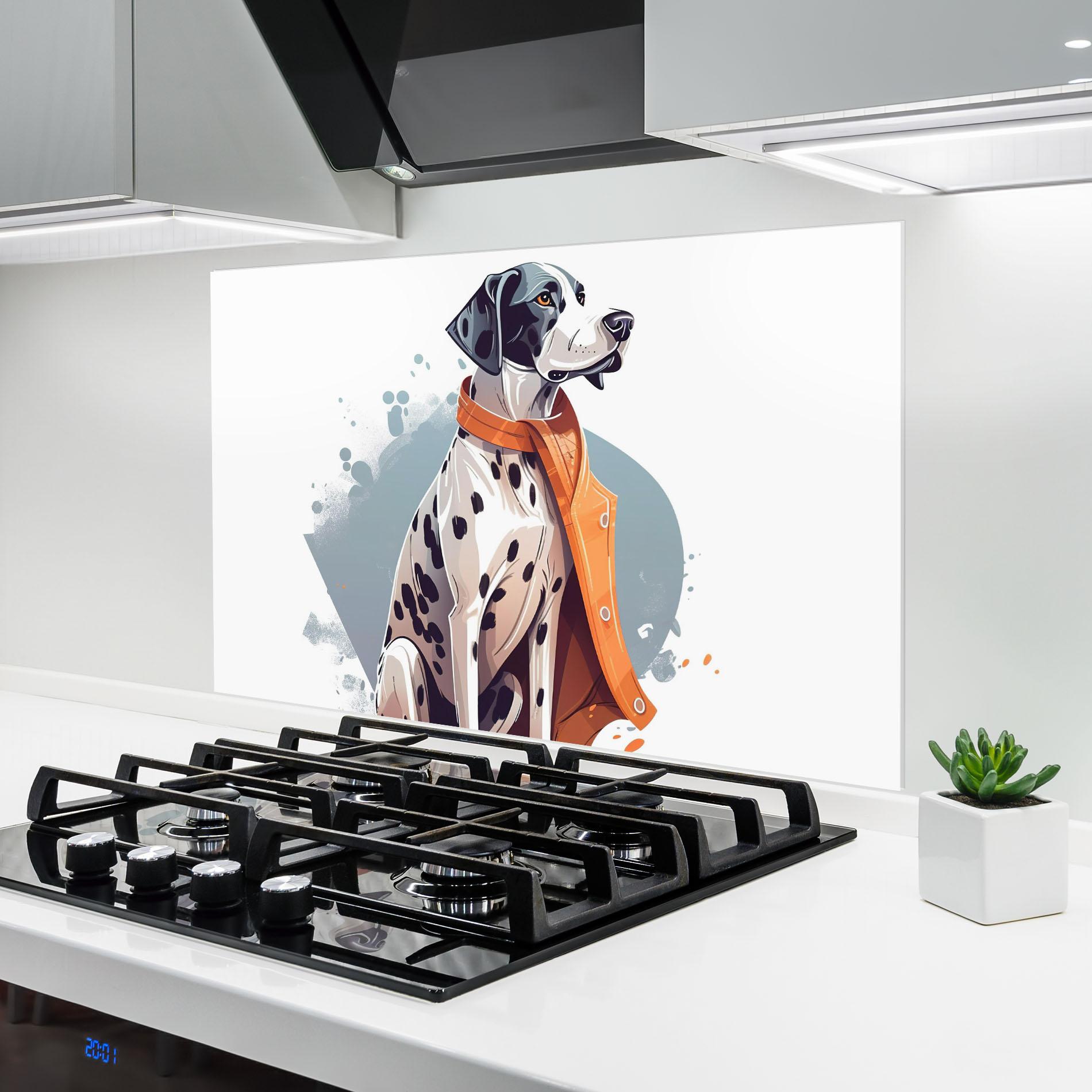 Panou Sticla Bucatarie Orange Scarf Dalmatian mockup 6