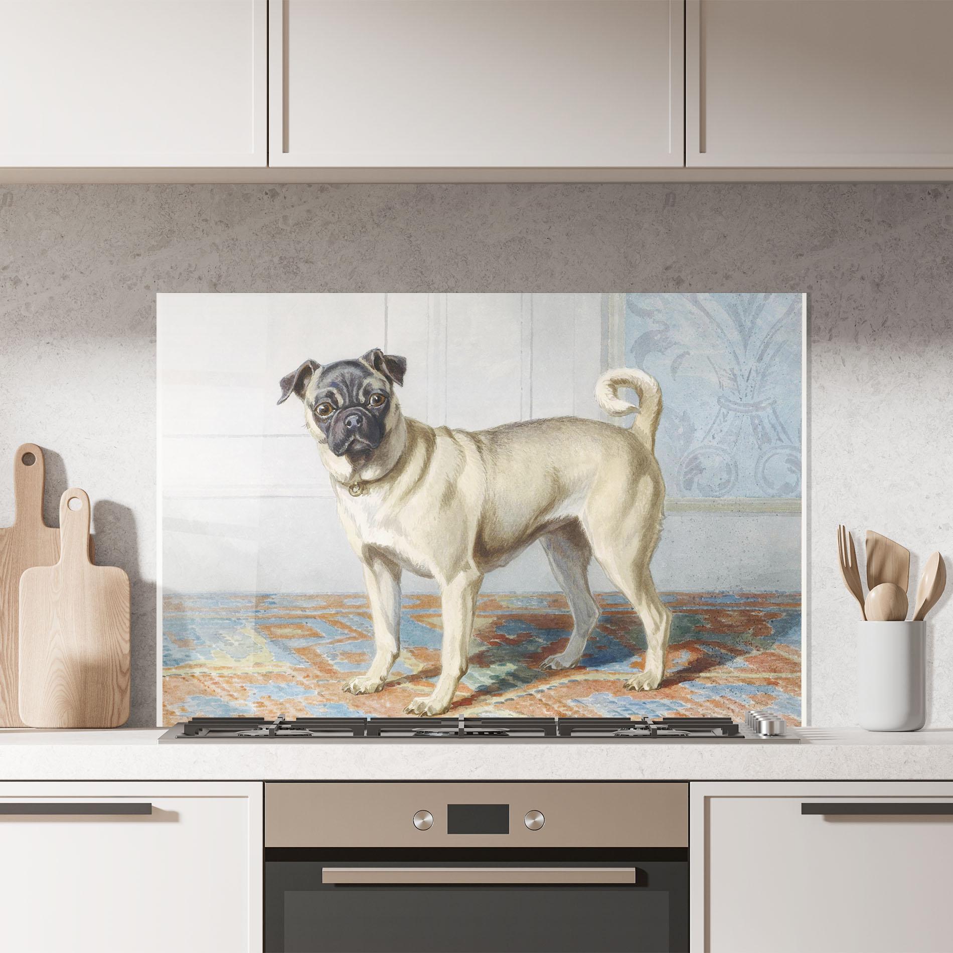 Panou Sticla Bucatarie Cute Cream Dog mockup 7