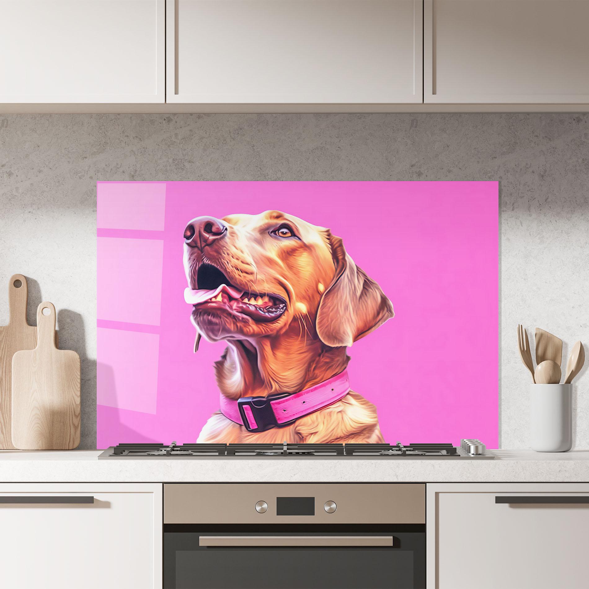 Panou Sticla Bucatarie Cute Retriever Dog mockup 7