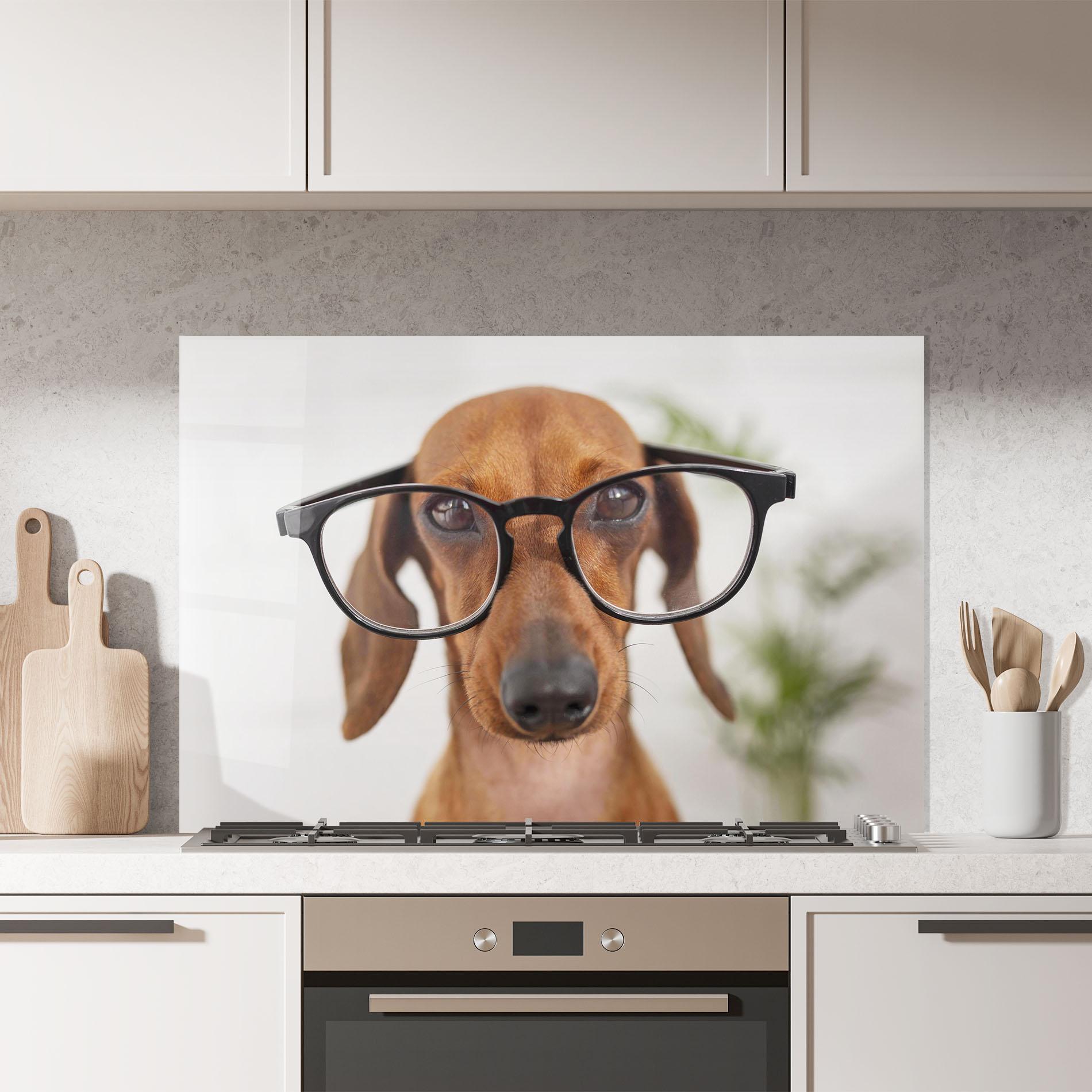 Panou Sticla Bucatarie Dog Wearing Glasses mockup 7