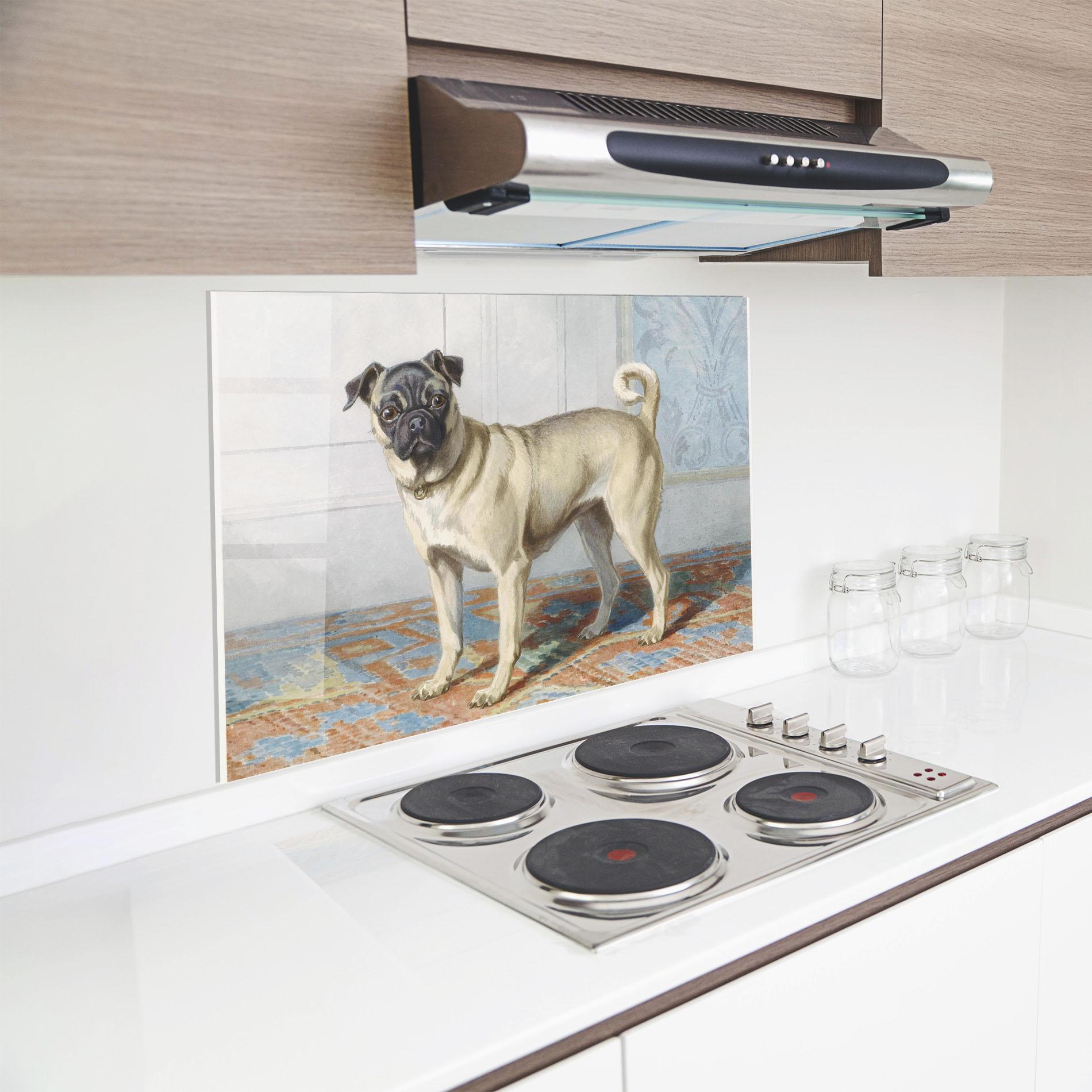 Panou Sticla Bucatarie Cute Cream Dog mockup 8