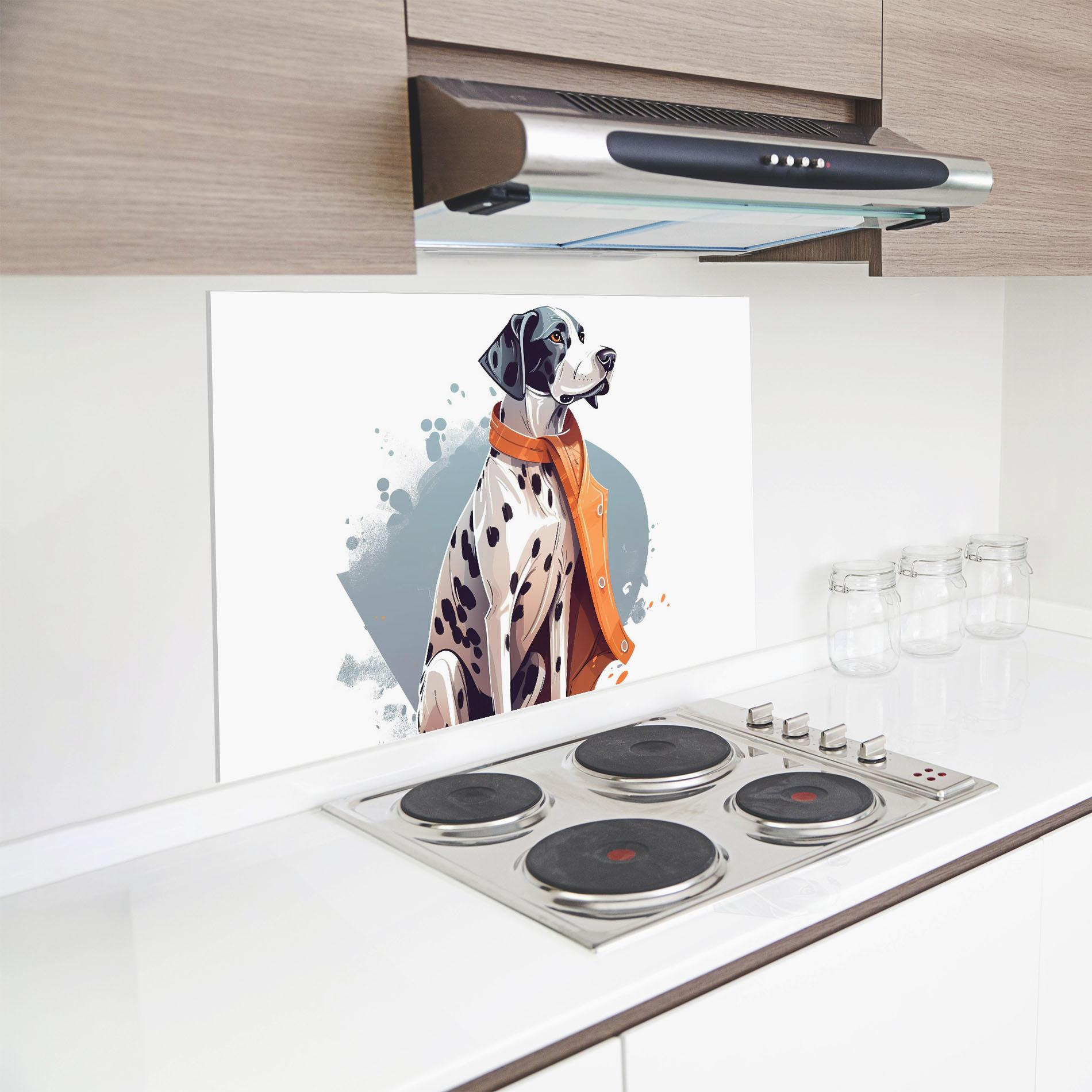 Panou Sticla Bucatarie Orange Scarf Dalmatian mockup 8