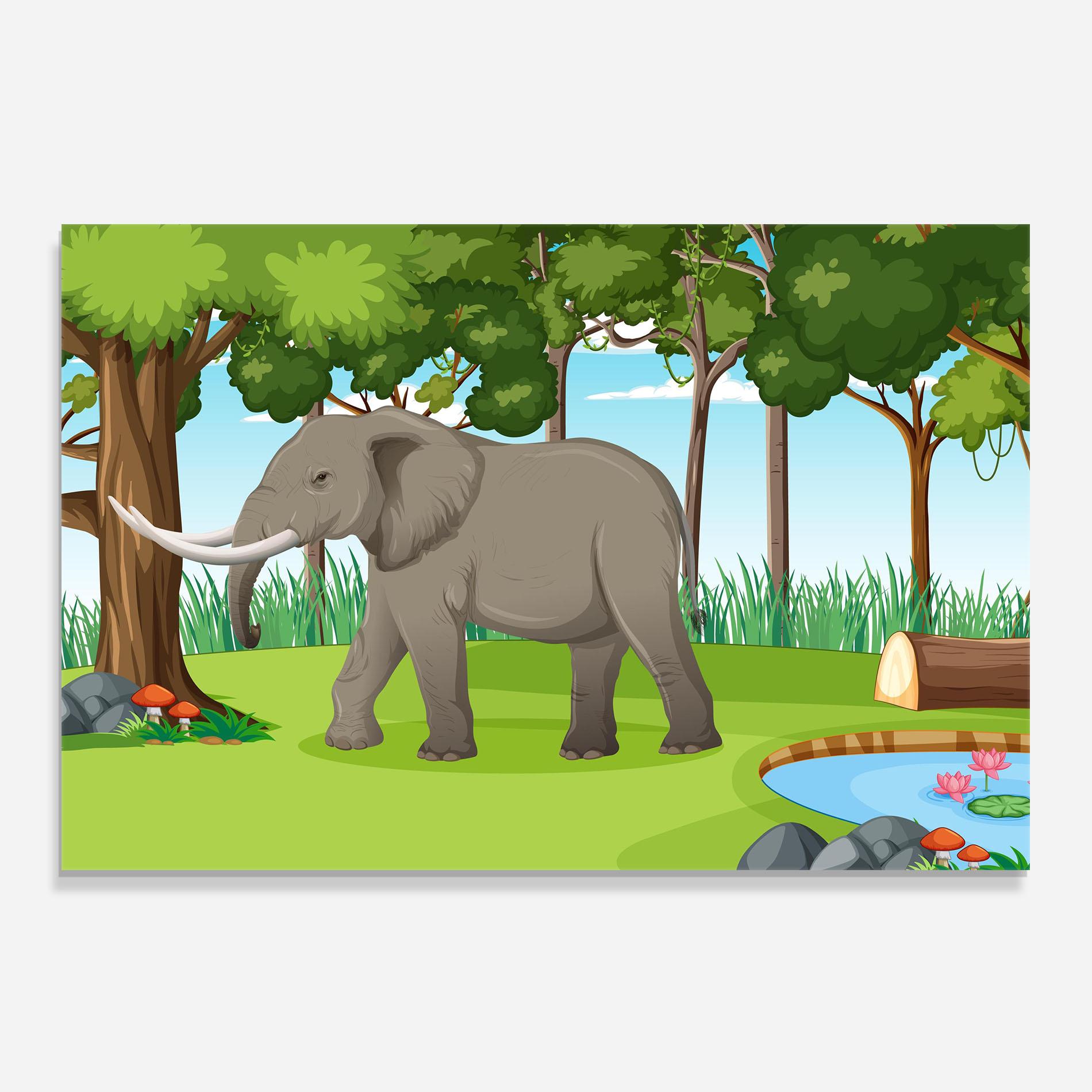 Panou Sticla Bucatarie Animated Elephant mockup 0